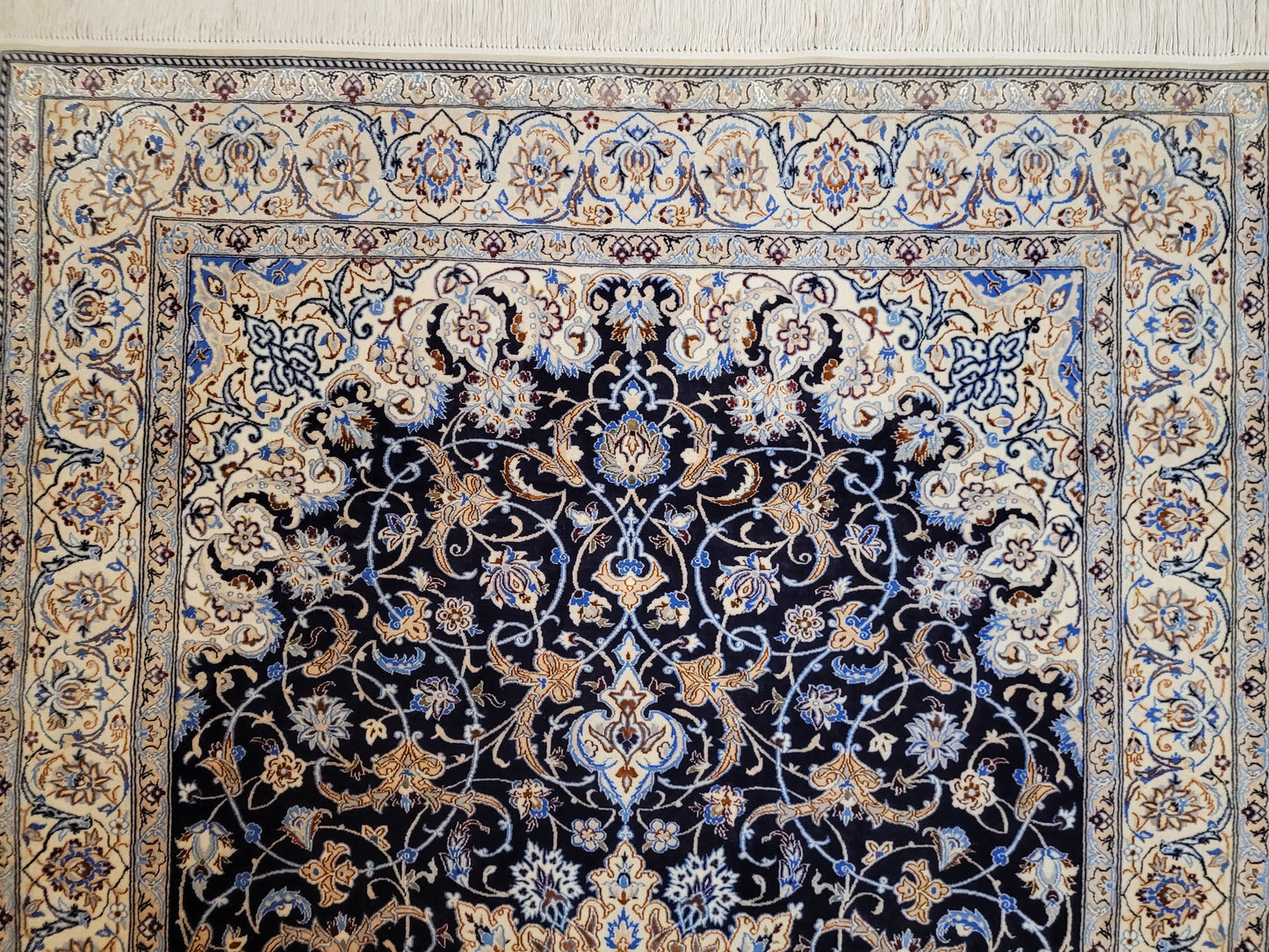 Nain Teppich Korkwolle mit Seide Medaillon feine Knüpfung