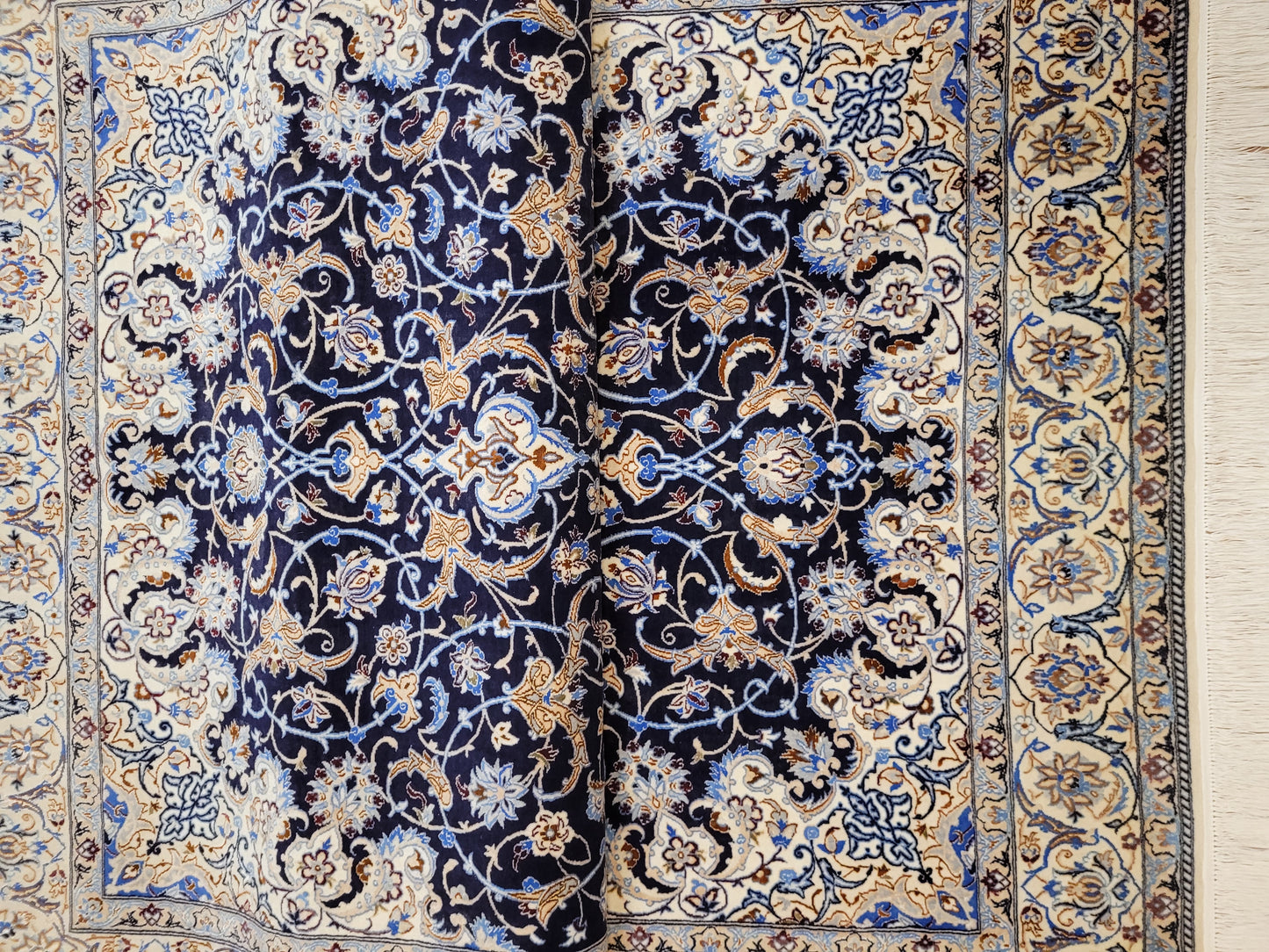 Nain Teppich Korkwolle mit Seide Medaillon feine Knüpfung