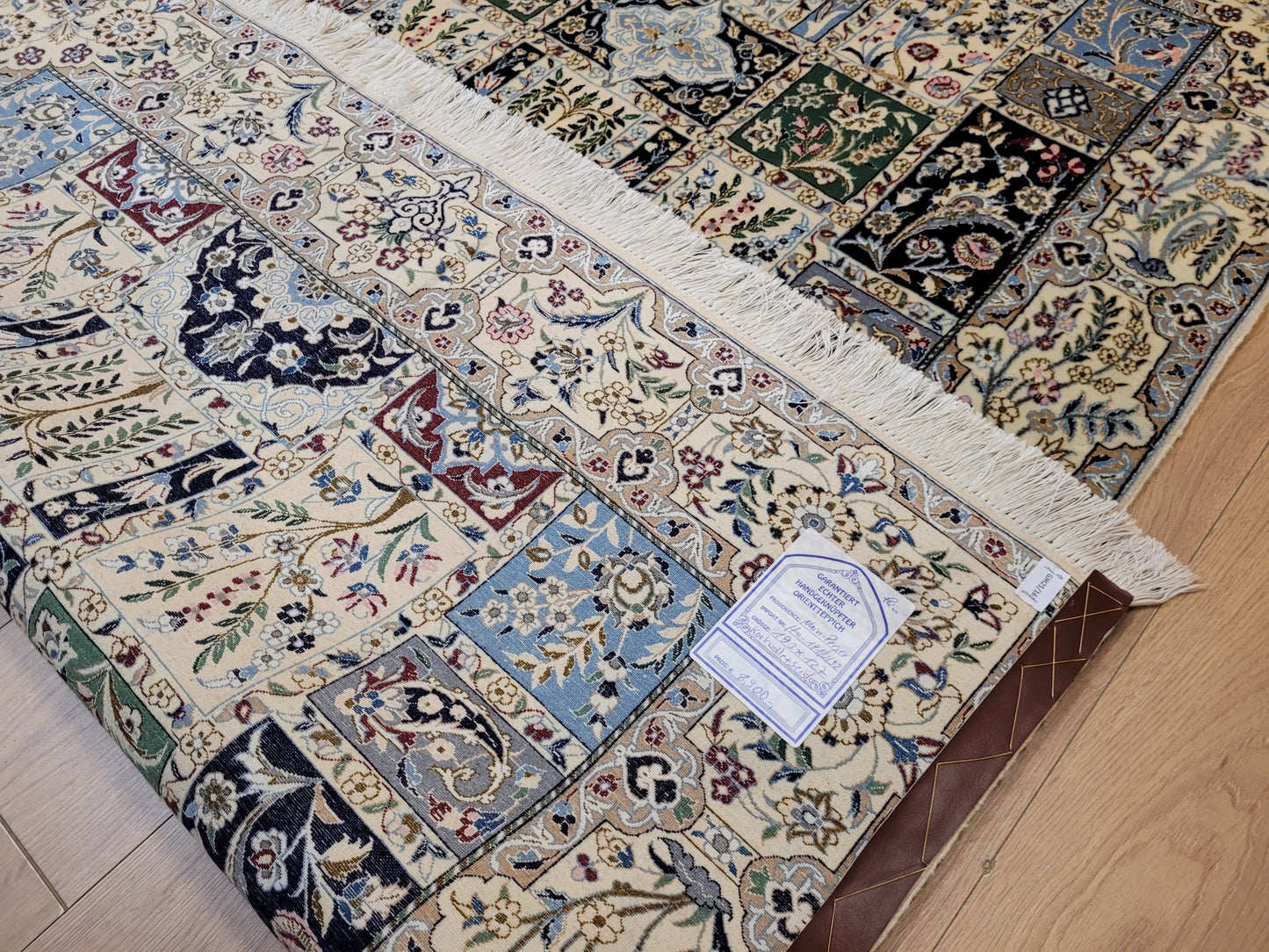 Nain Teppich Korkwolle mit Seide Gartenfeld Muster feine Knüpfung