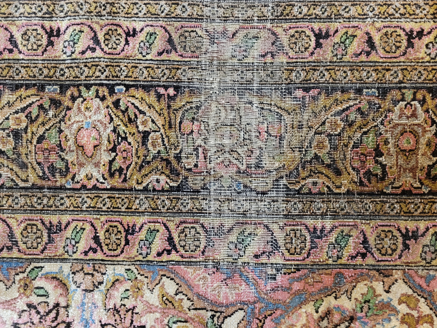 Kaschmir Teppich Seide florales Medaillon feine Knüpfung