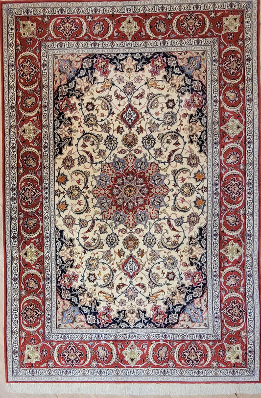 Isfahan Teppich Korkwolle und Seide feine Knüpfkunst