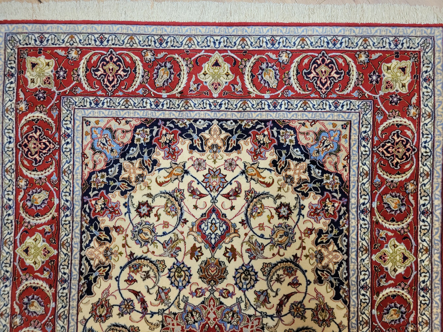 Isfahan Teppich Korkwolle und Seide feine Knüpfkunst