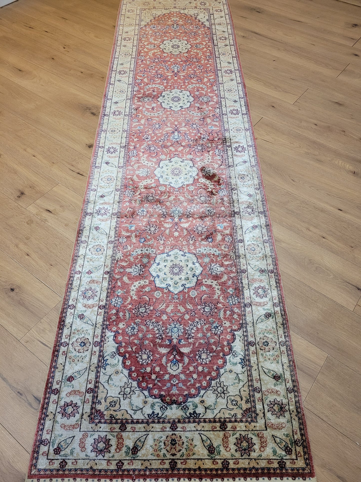 Ghom Teppich reine Seide Läufer florales Medaillonmuster