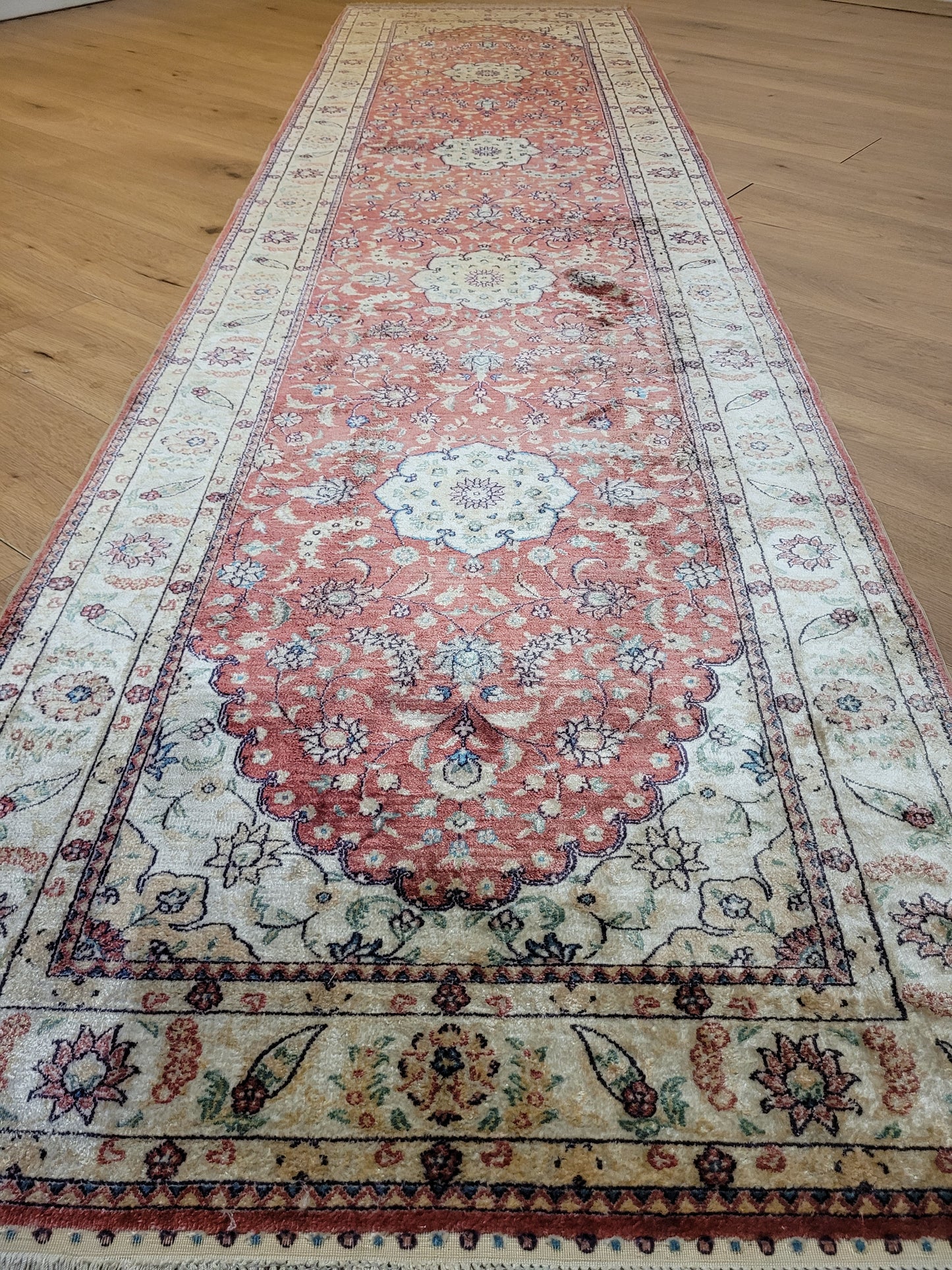 Ghom Teppich reine Seide Läufer florales Medaillonmuster