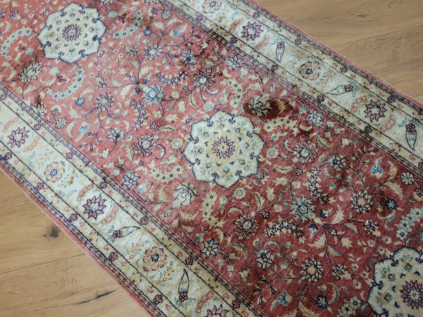 Ghom Teppich reine Seide Läufer florales Medaillonmuster