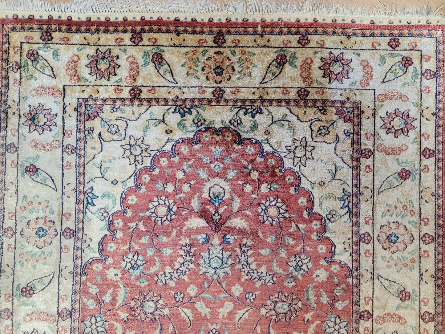 Ghom Teppich reine Seide Läufer florales Medaillonmuster