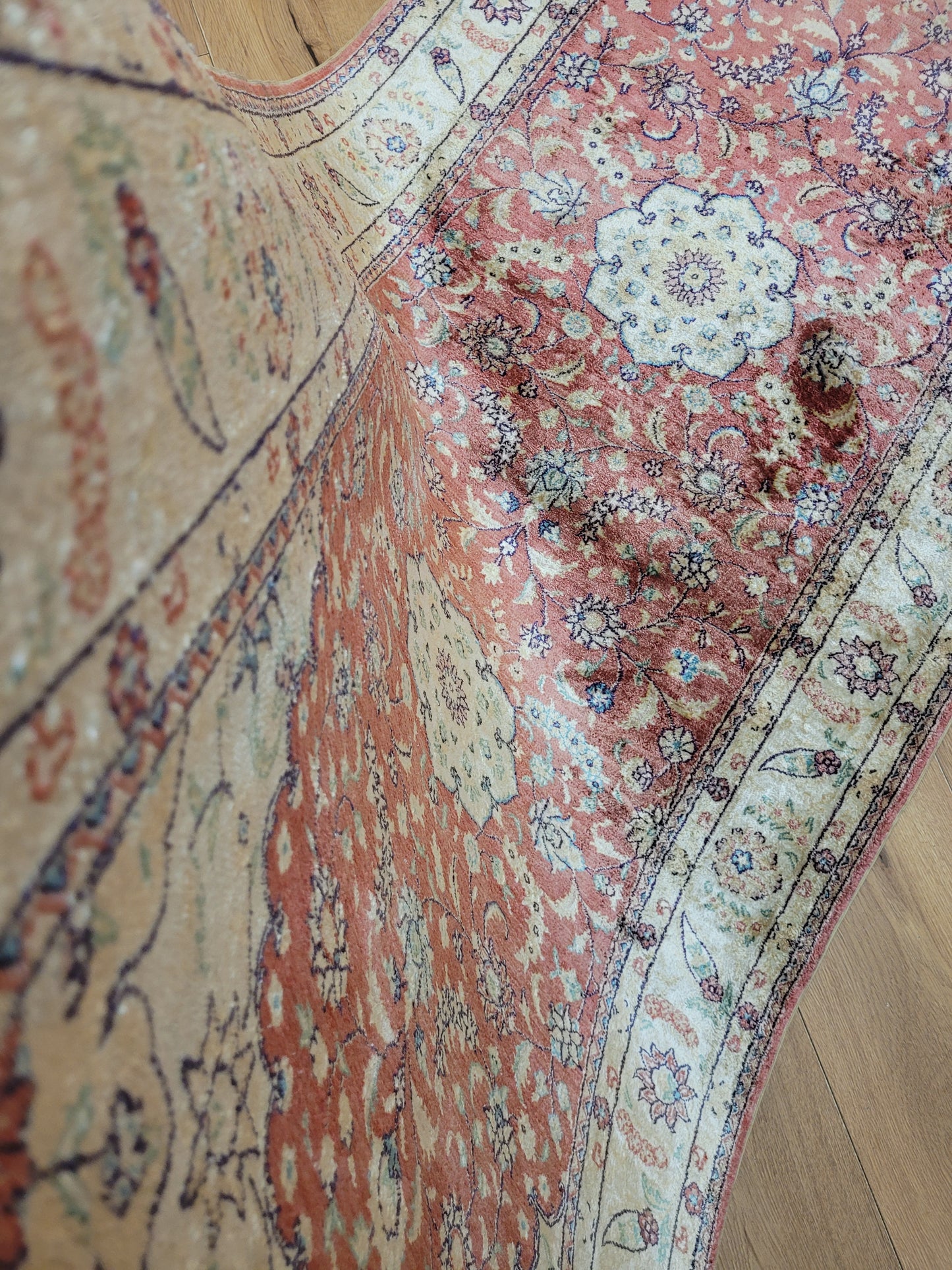 Ghom Teppich reine Seide Läufer florales Medaillonmuster