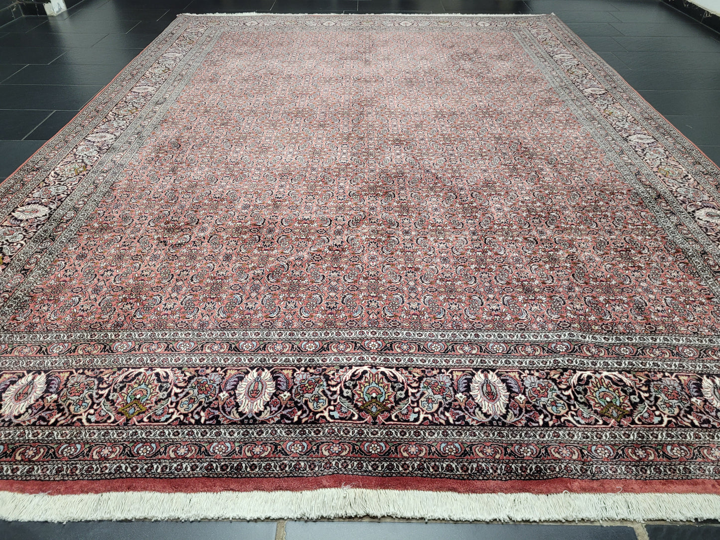 Bidjar Teppich Korkwolle mit Seide Allover Muster fein handgeknüpft