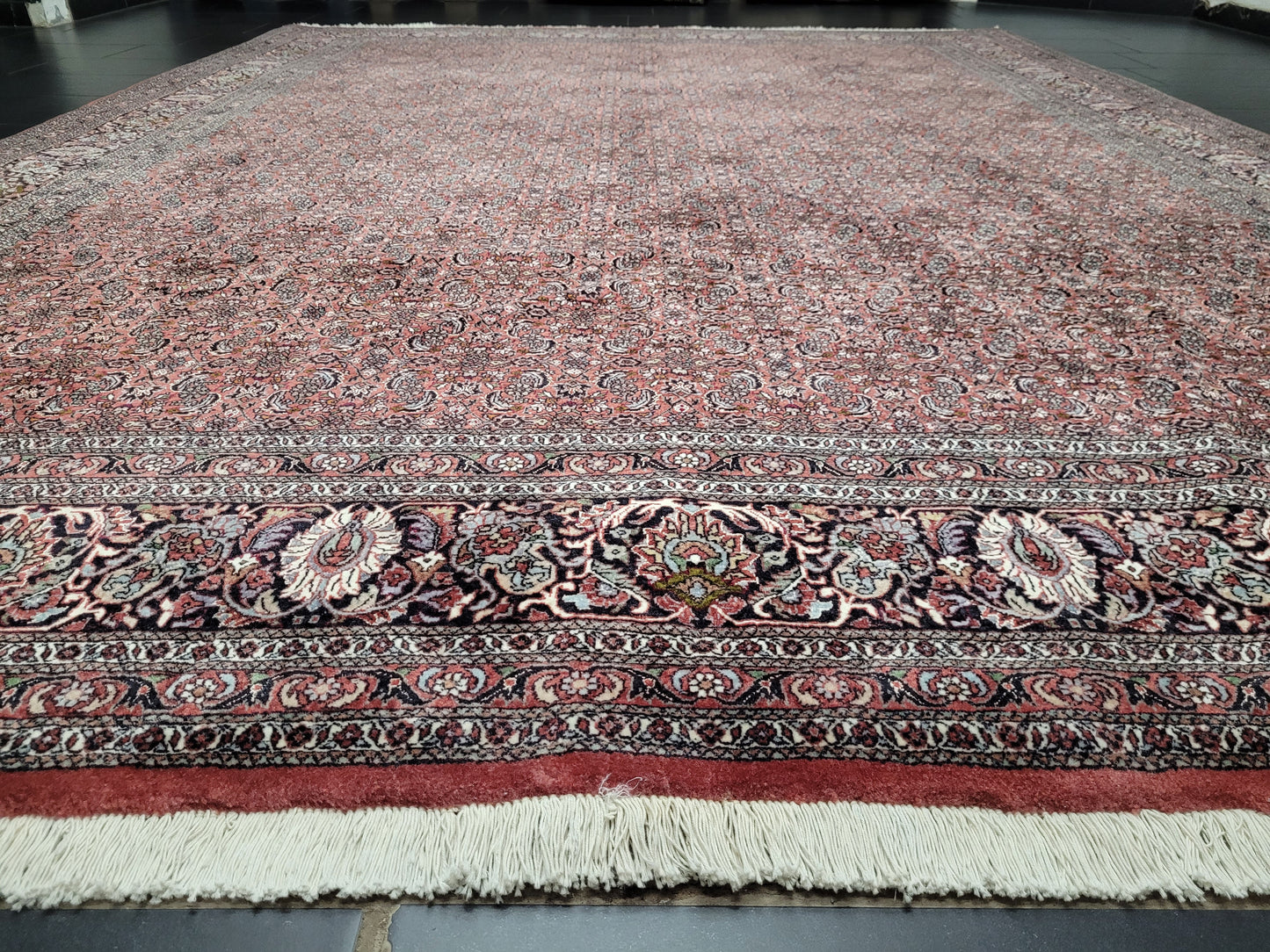 Bidjar Teppich Korkwolle mit Seide Allover Muster fein handgeknüpft