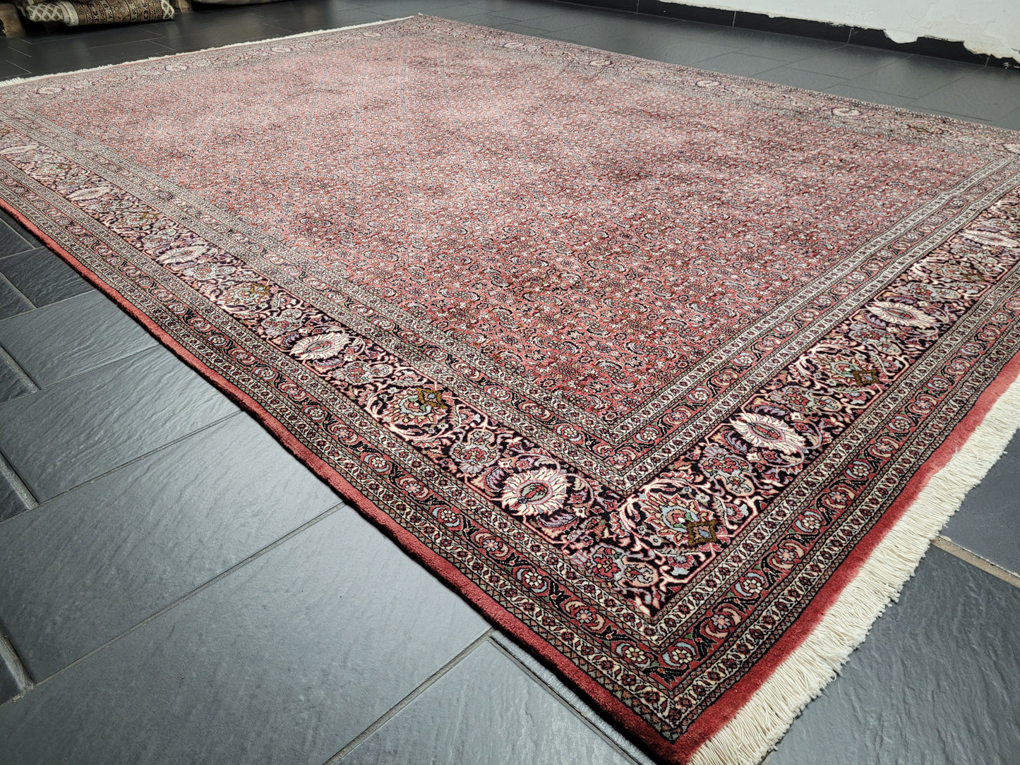 Bidjar Teppich Korkwolle mit Seide Allover Muster fein handgeknüpft