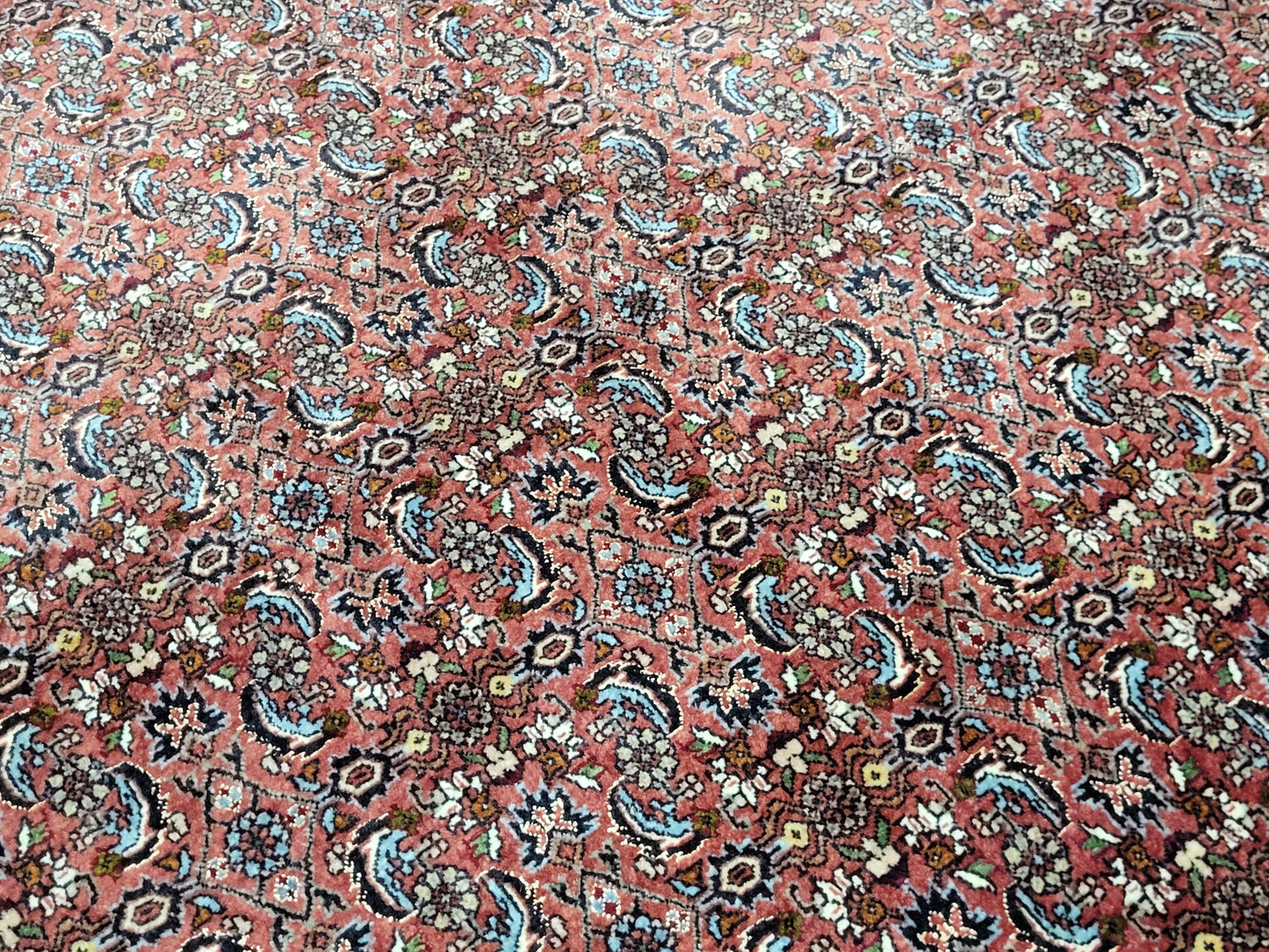 Bidjar Teppich Korkwolle mit Seide Allover Muster fein handgeknüpft