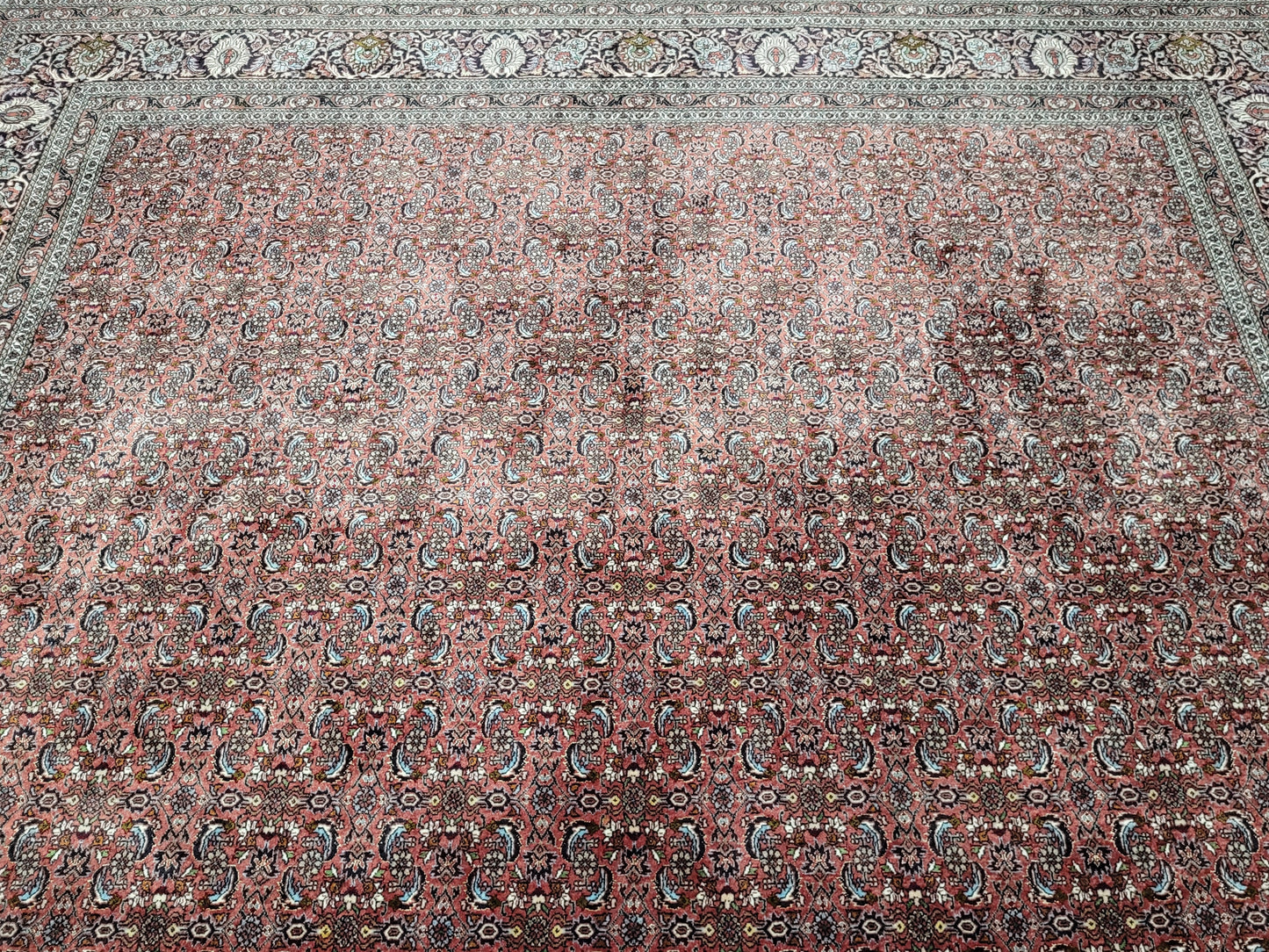 Bidjar Teppich Korkwolle mit Seide Allover Muster fein handgeknüpft