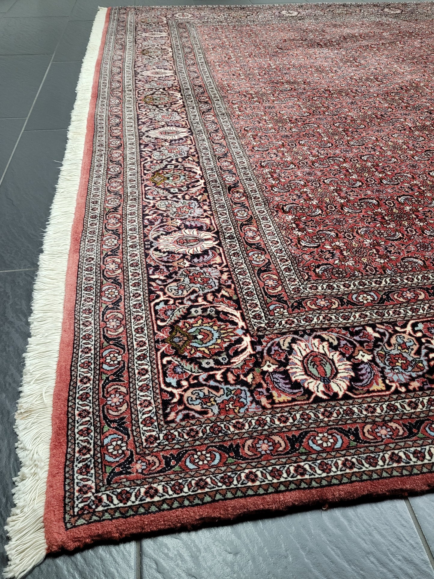 Bidjar Teppich Korkwolle mit Seide Allover Muster fein handgeknüpft