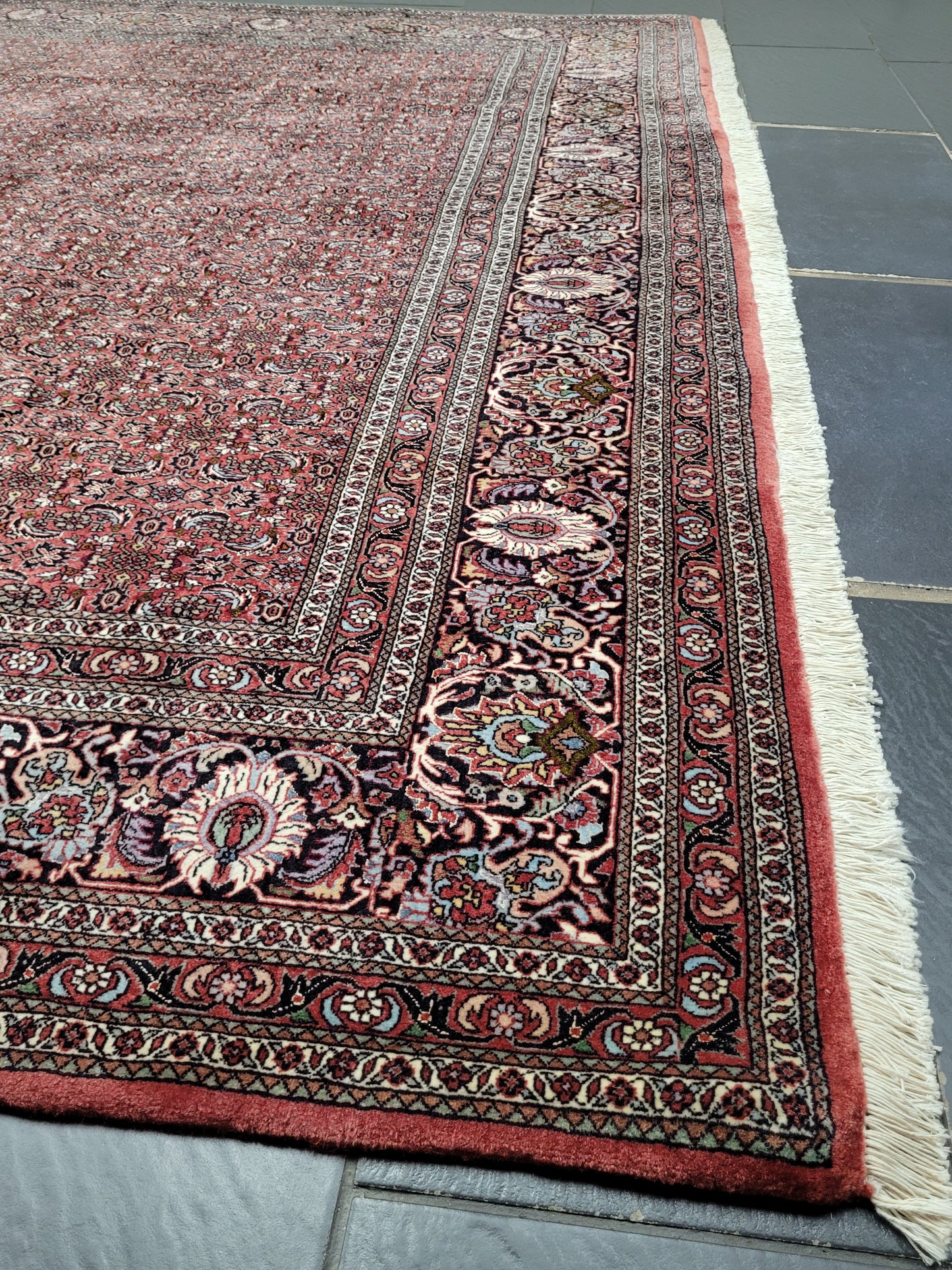 Bidjar Teppich Korkwolle mit Seide Allover Muster fein handgeknüpft