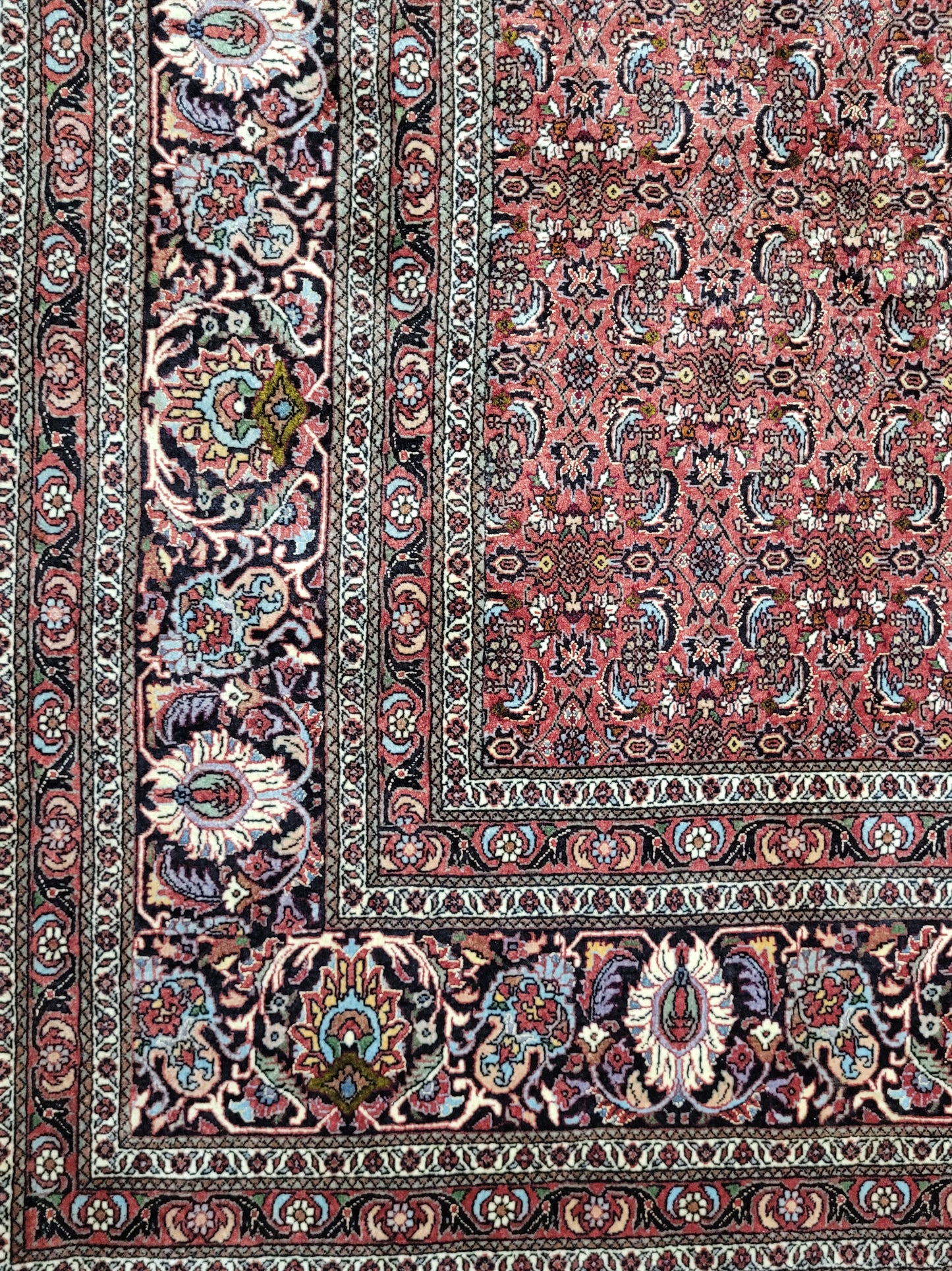 Bidjar Teppich Korkwolle mit Seide Allover Muster fein handgeknüpft