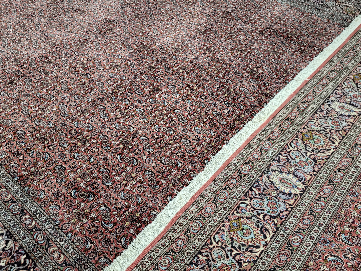 Bidjar Teppich Korkwolle mit Seide Allover Muster fein handgeknüpft