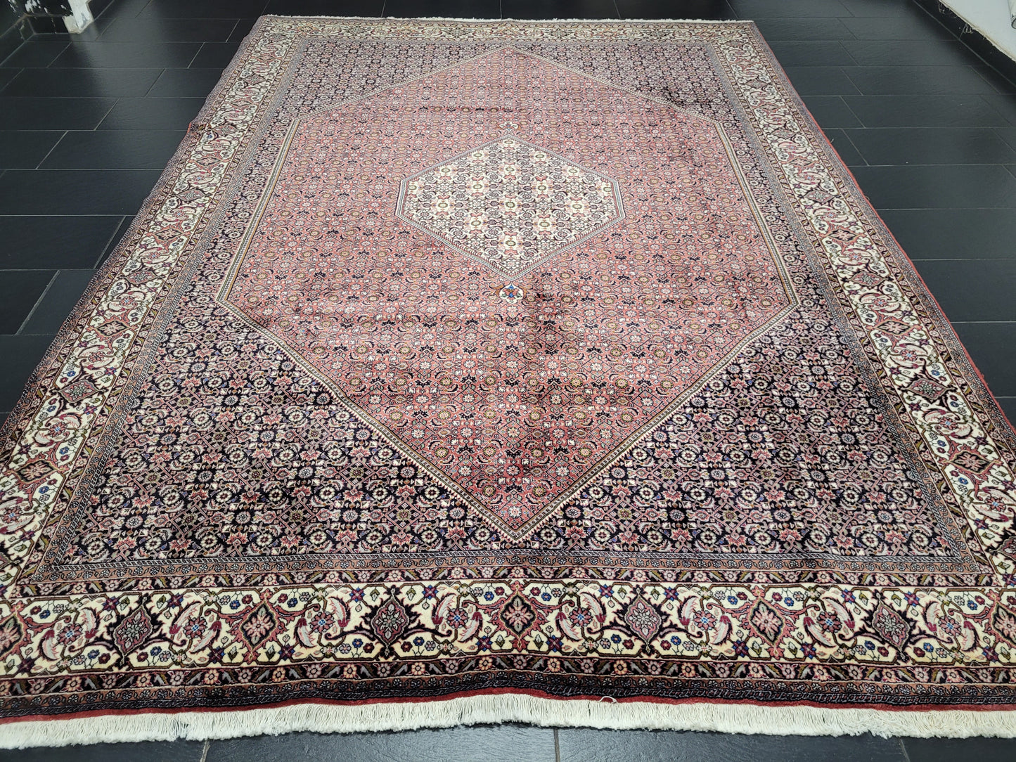 Bidjar Teppich Korkwolle Hexagon Medaillon fein handgeknüpft