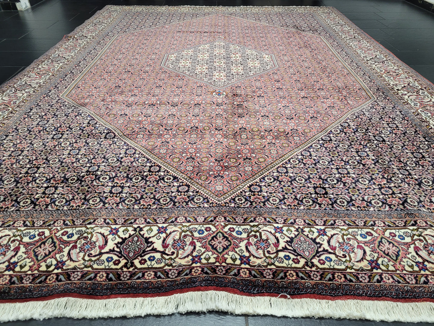 Bidjar Teppich Korkwolle Hexagon Medaillon fein handgeknüpft