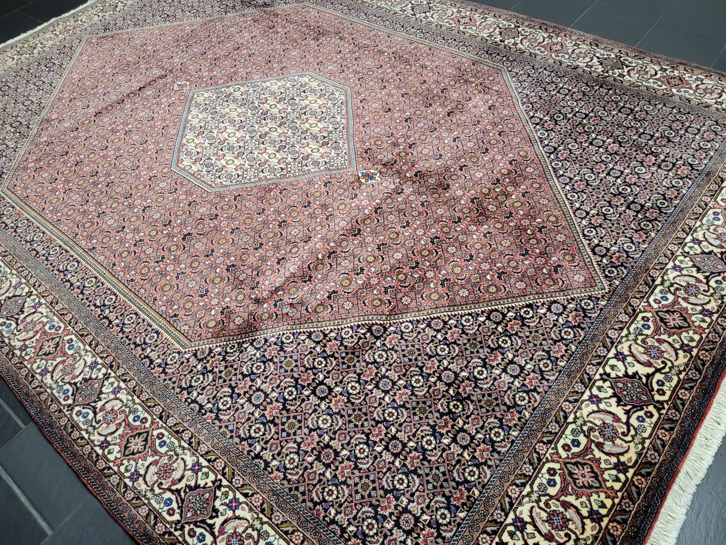 Bidjar Teppich Korkwolle Hexagon Medaillon fein handgeknüpft