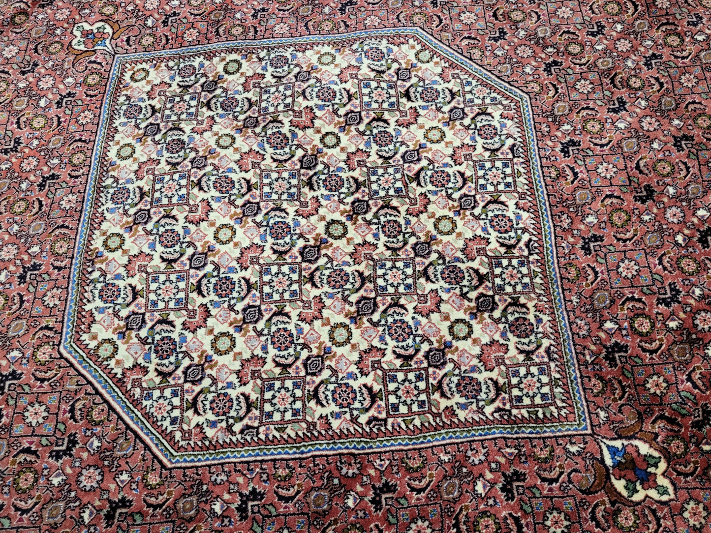 Bidjar Teppich Korkwolle Hexagon Medaillon fein handgeknüpft