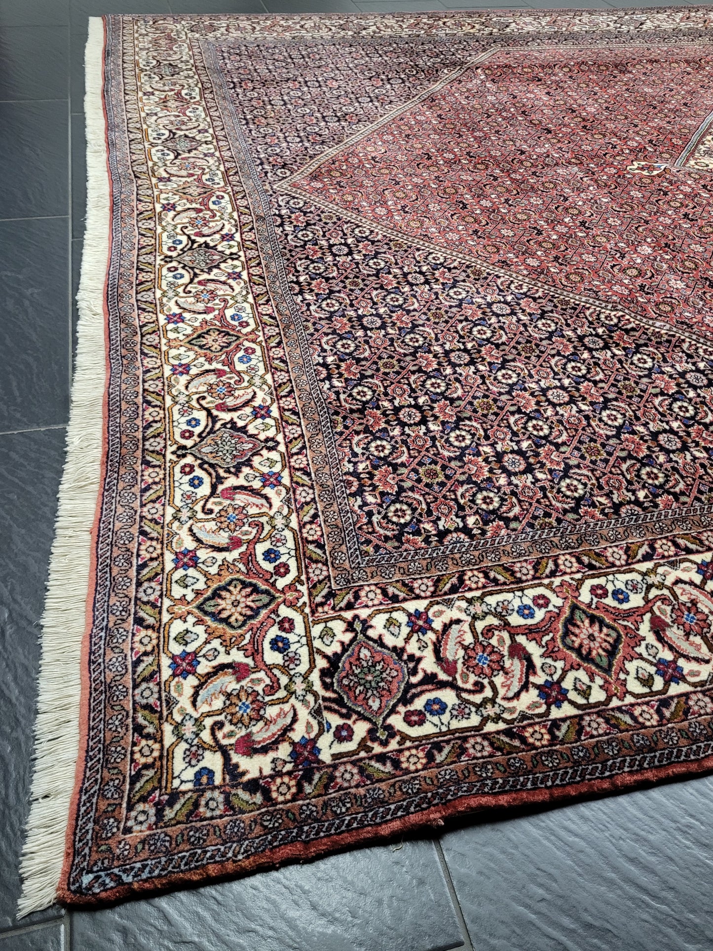 Bidjar Teppich Korkwolle Hexagon Medaillon fein handgeknüpft