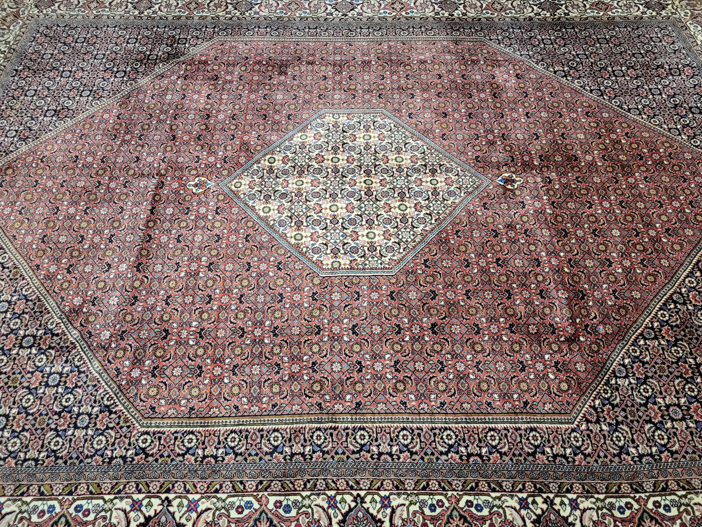 Bidjar Teppich Korkwolle Hexagon Medaillon fein handgeknüpft