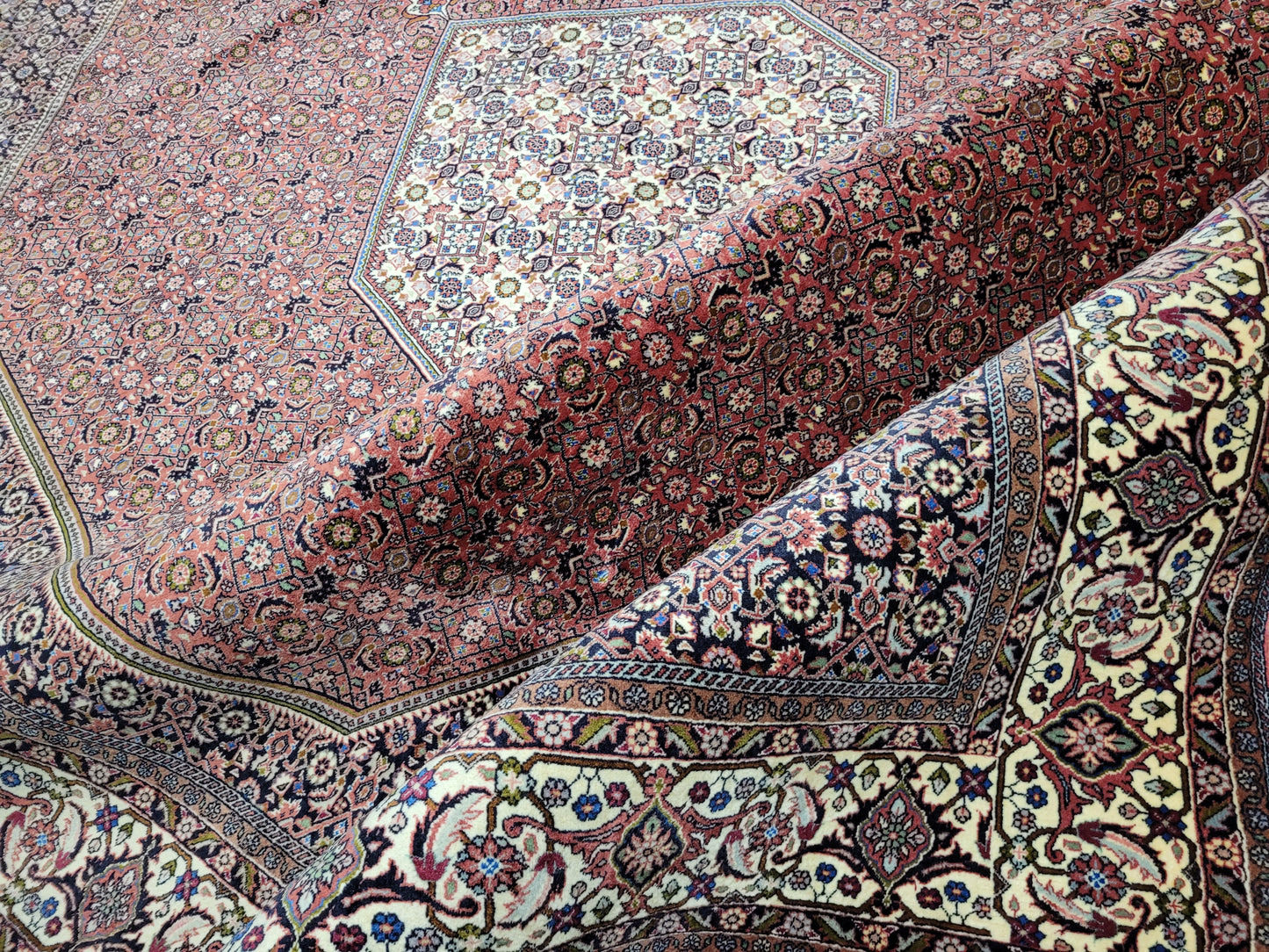 Bidjar Teppich Korkwolle Hexagon Medaillon fein handgeknüpft