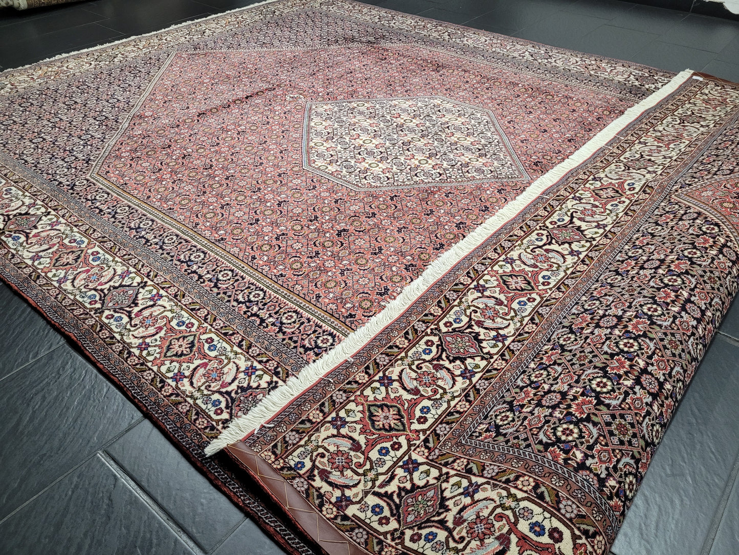 Bidjar Teppich Korkwolle Hexagon Medaillon fein handgeknüpft