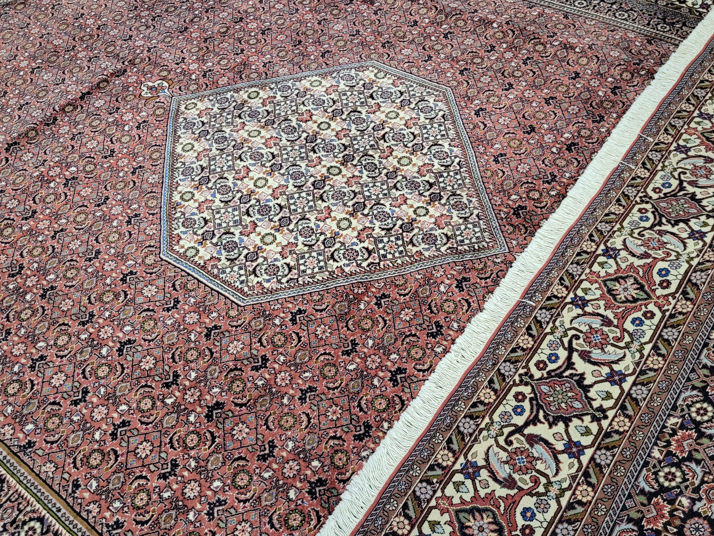 Bidjar Teppich Korkwolle Hexagon Medaillon fein handgeknüpft