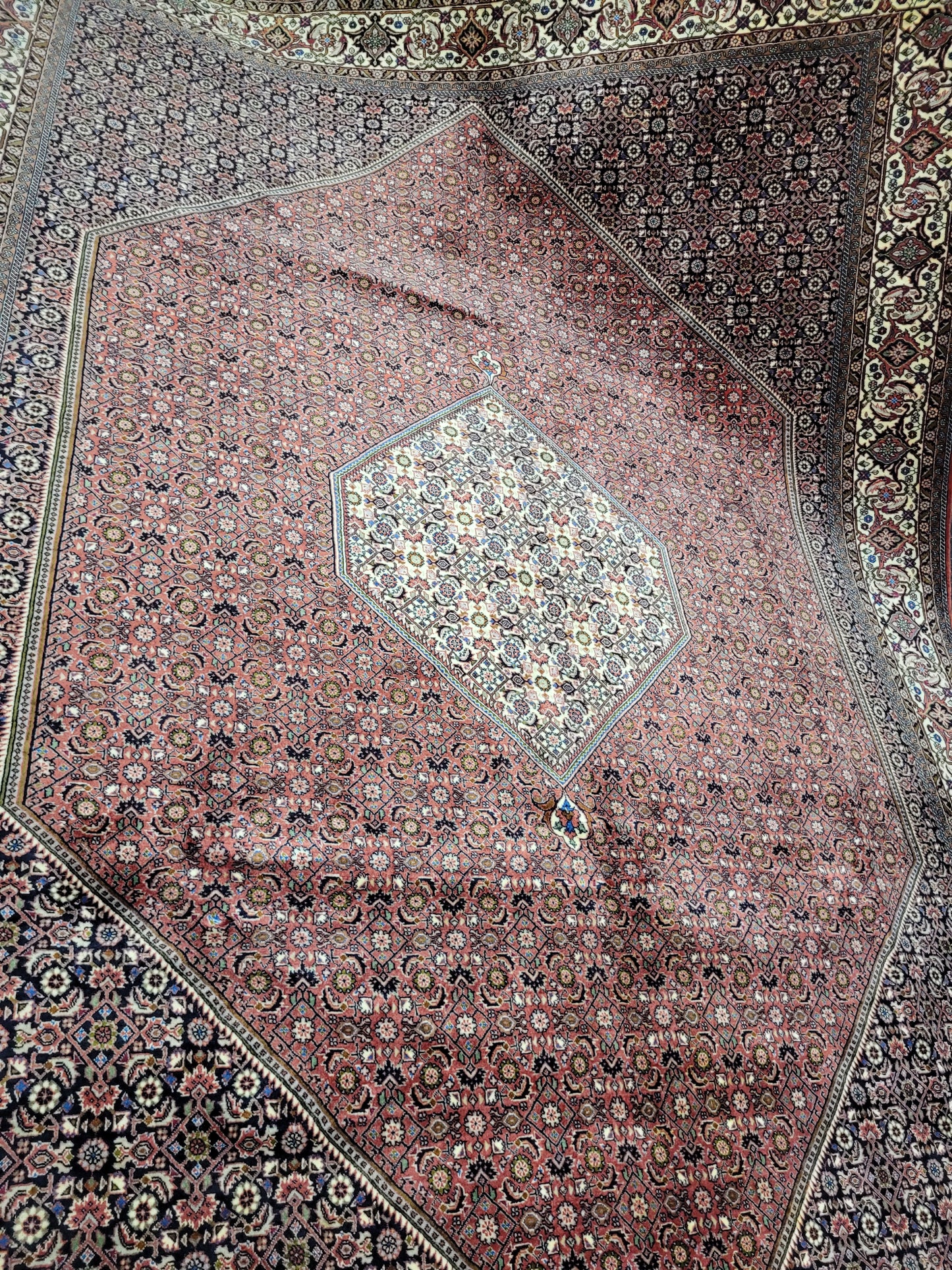 Bidjar Teppich Korkwolle Hexagon Medaillon fein handgeknüpft