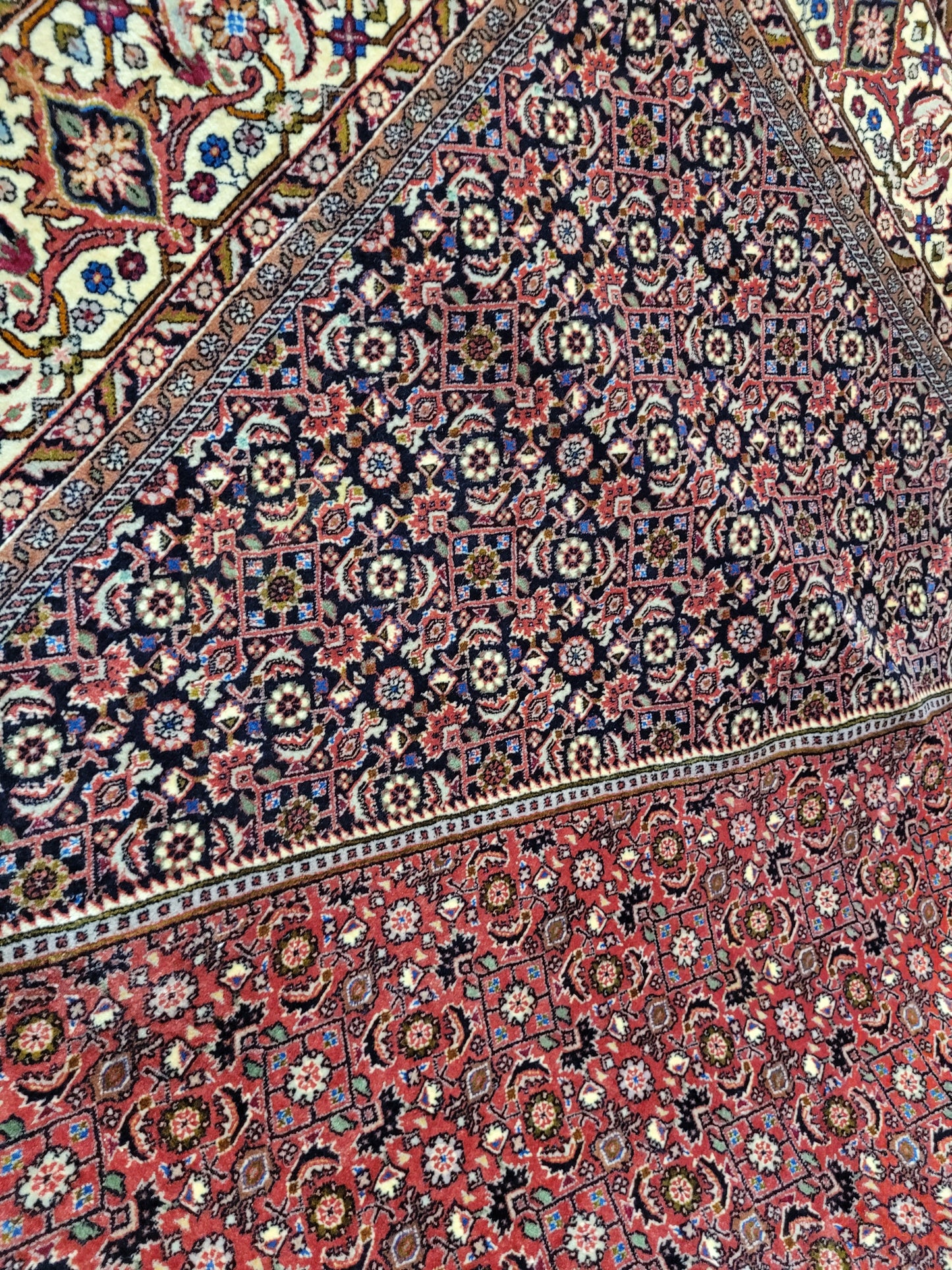 Bidjar Teppich Korkwolle Hexagon Medaillon fein handgeknüpft