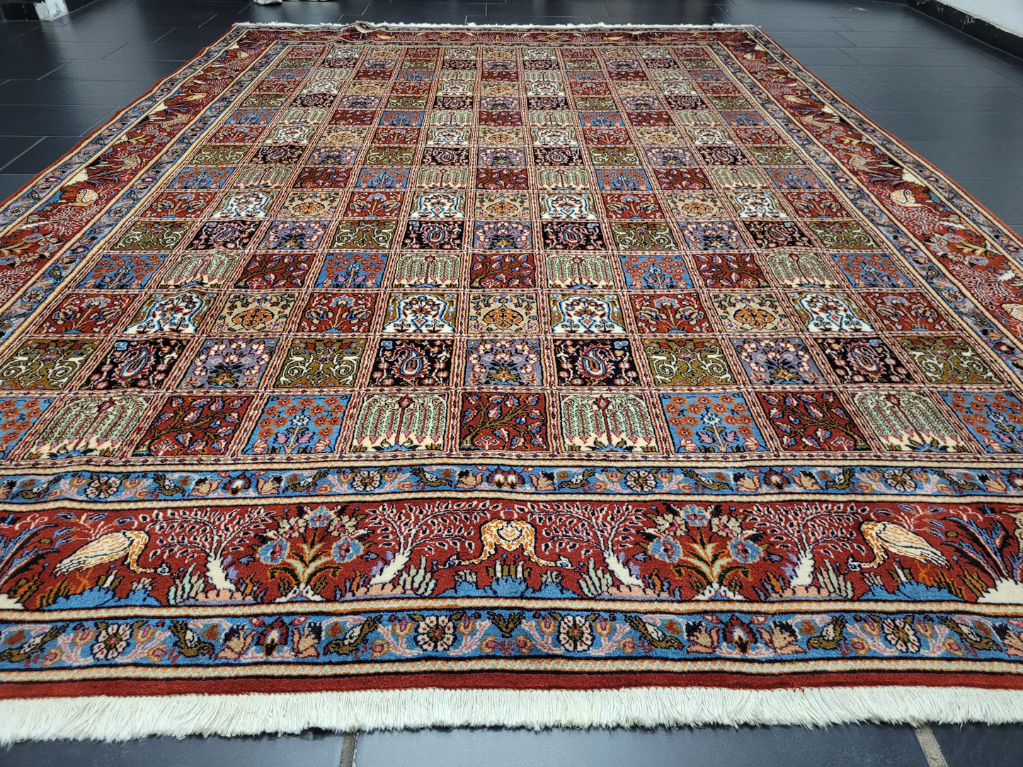 Moud Teppich Wolle mit Seide Gartenmuster feine Knüpfung