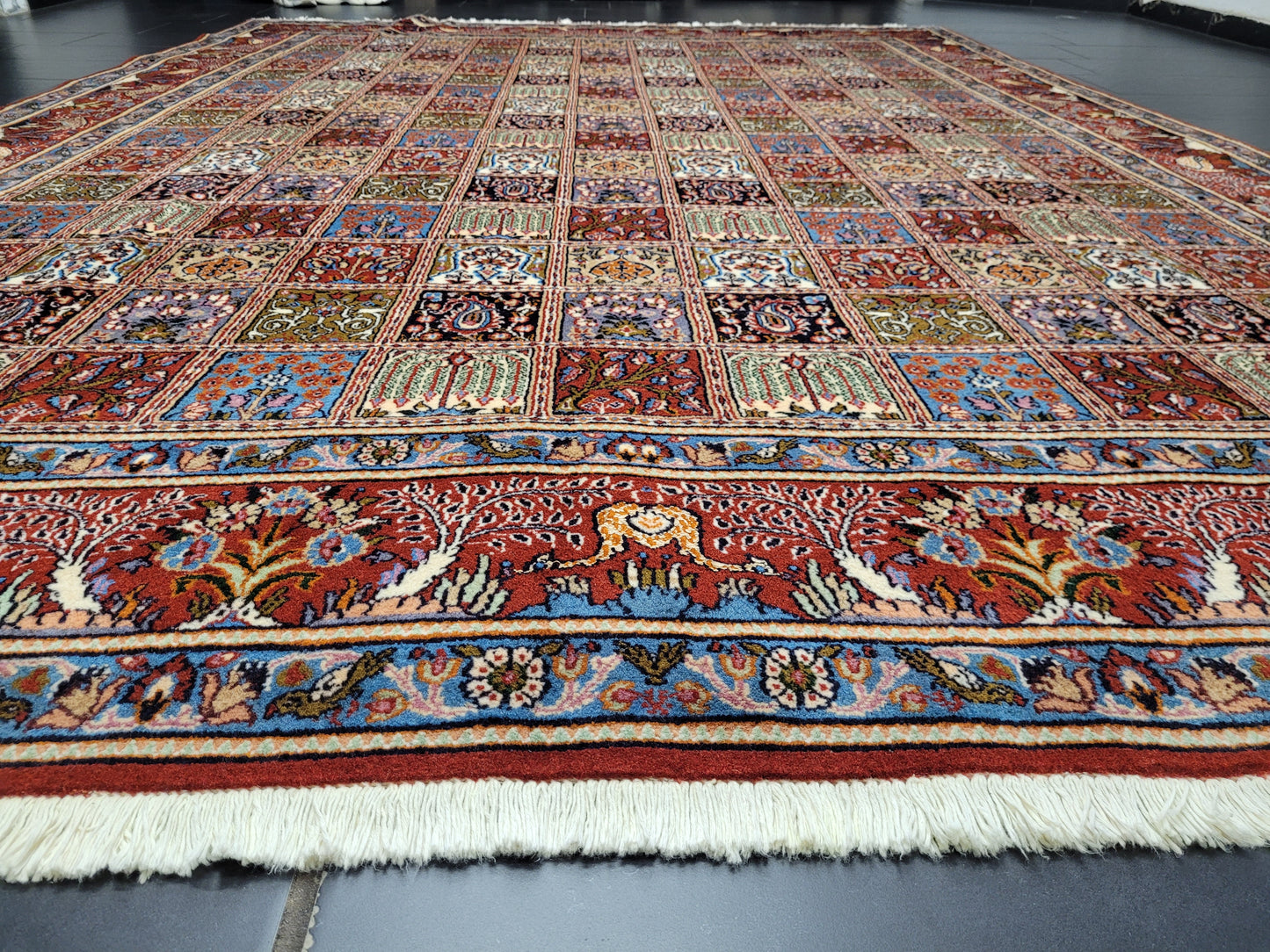 Moud Teppich Wolle mit Seide Gartenmuster feine Knüpfung