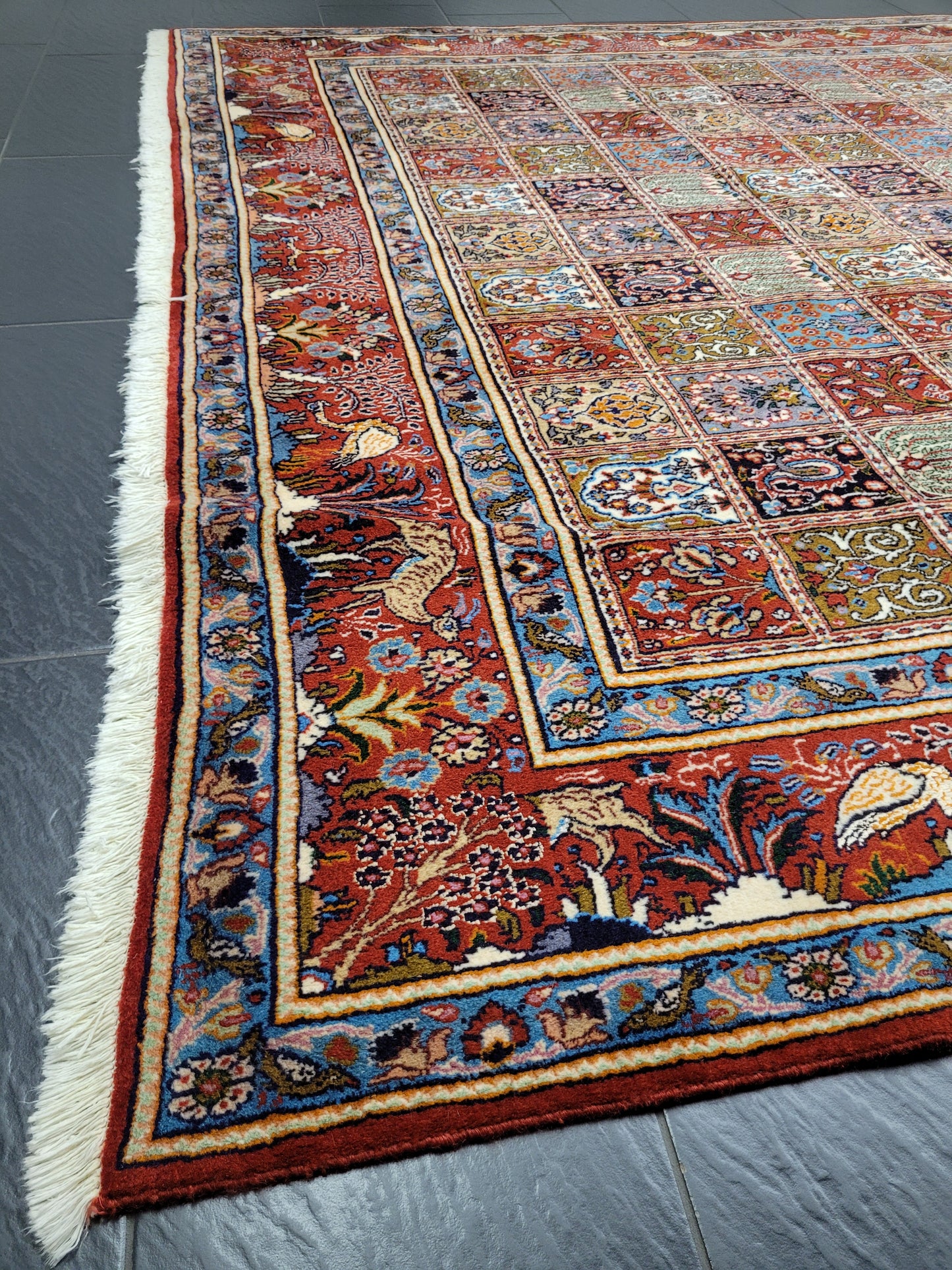 Moud Teppich Wolle mit Seide Gartenmuster feine Knüpfung