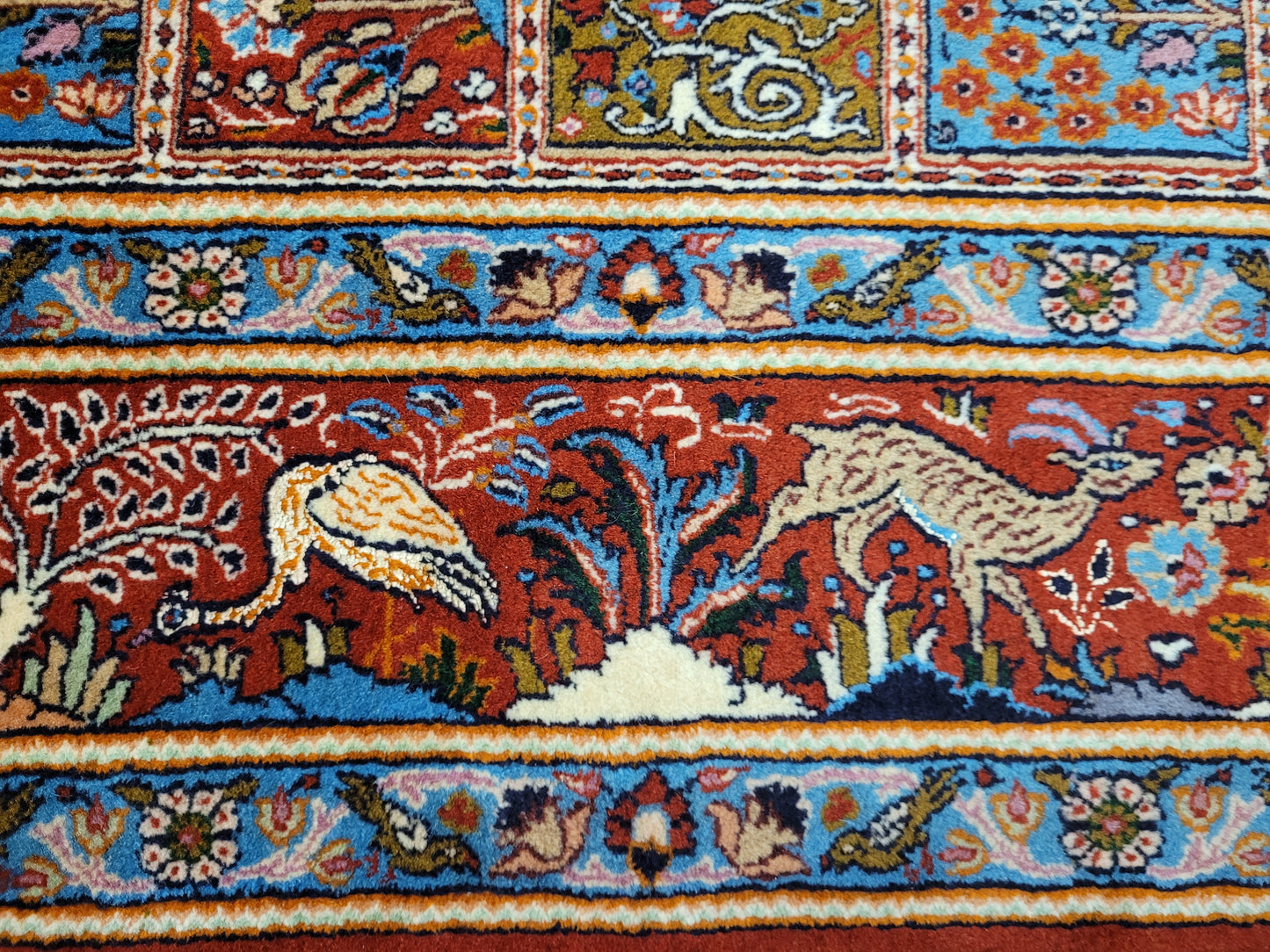 Moud Teppich Wolle mit Seide Gartenmuster feine Knüpfung