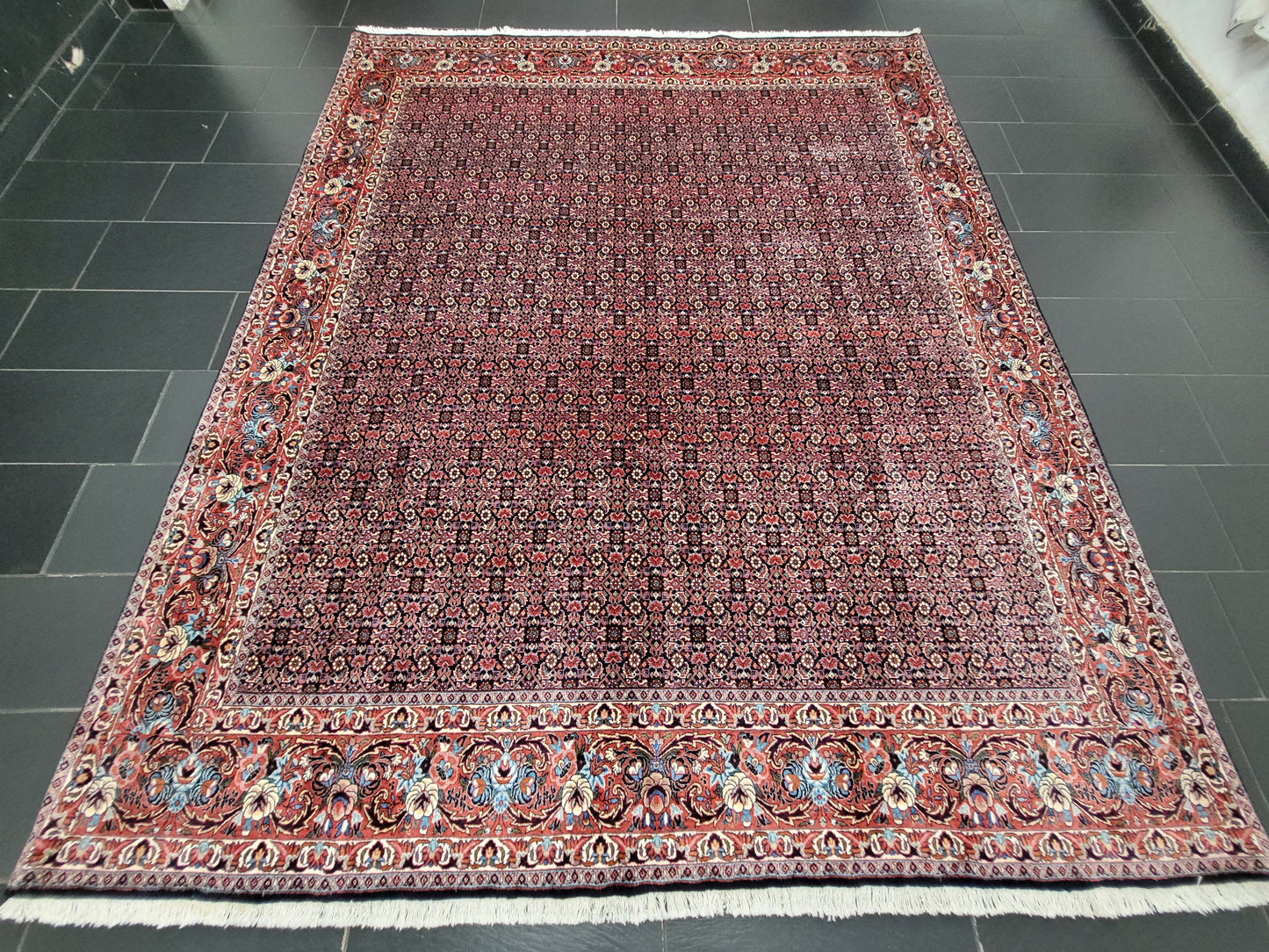 Bidjar Teppich Korkwolle feine Knüpfung florales Allover Muster