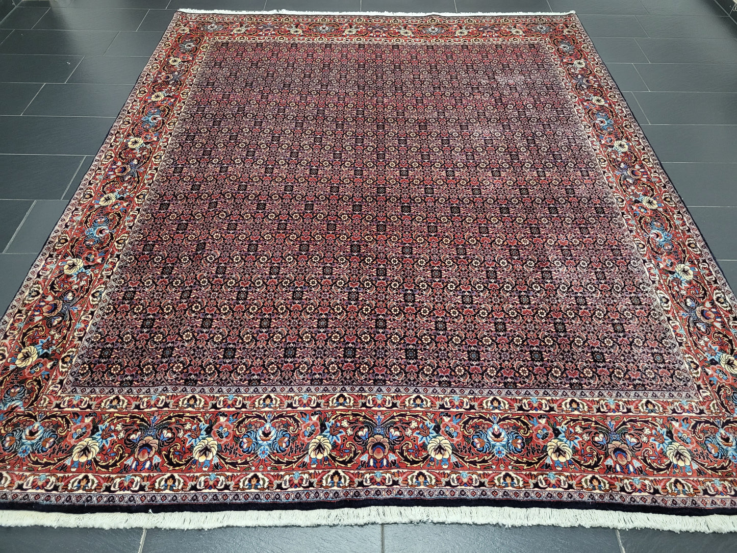 Bidjar Teppich Korkwolle feine Knüpfung florales Allover Muster