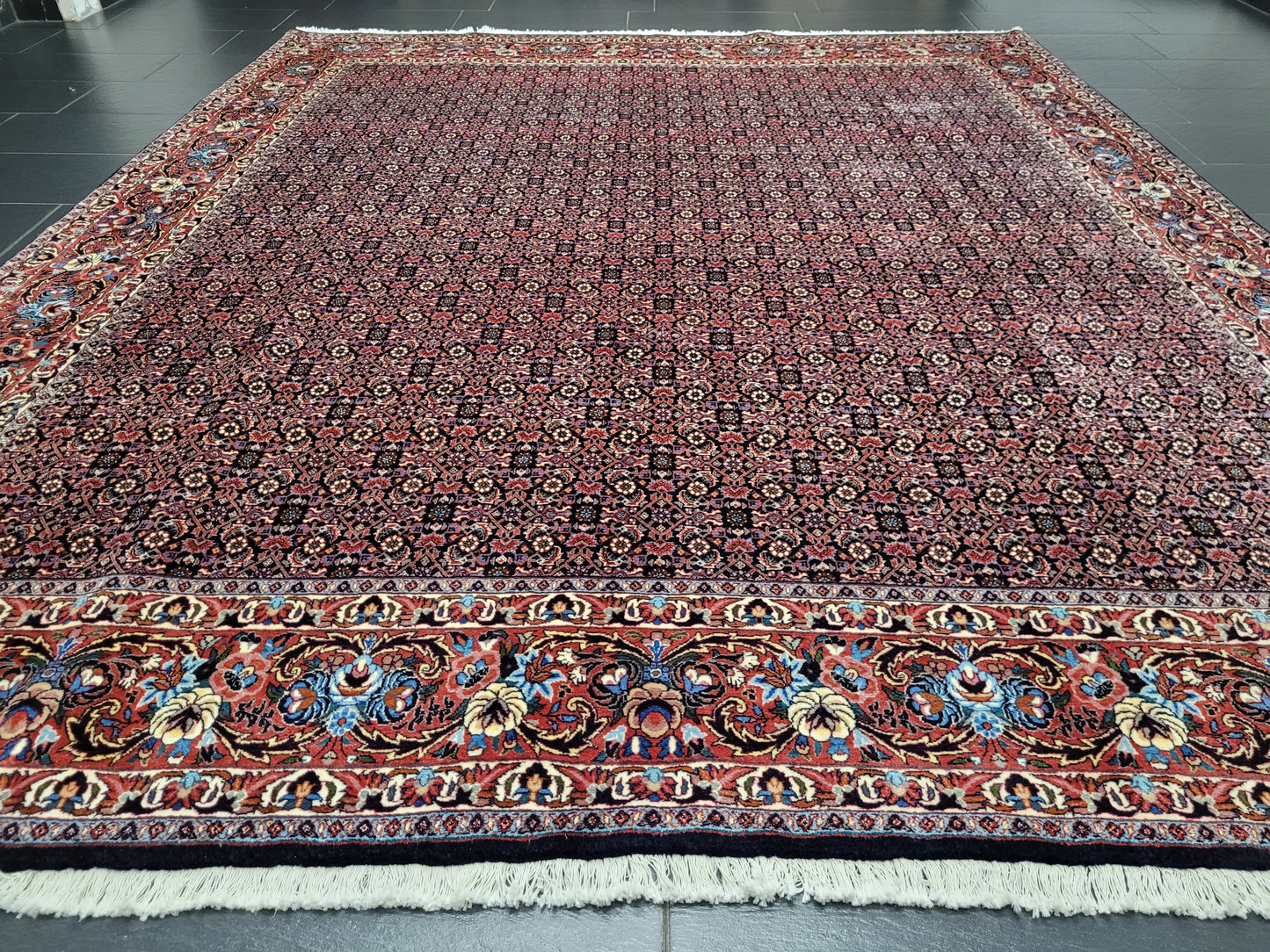 Bidjar Teppich Korkwolle feine Knüpfung florales Allover Muster