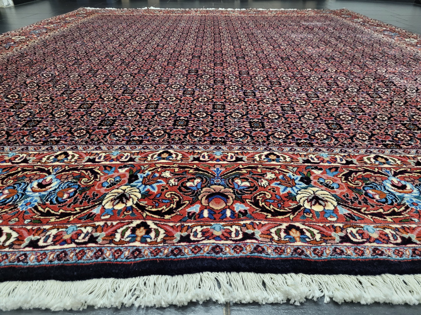 Bidjar Teppich Korkwolle feine Knüpfung florales Allover Muster