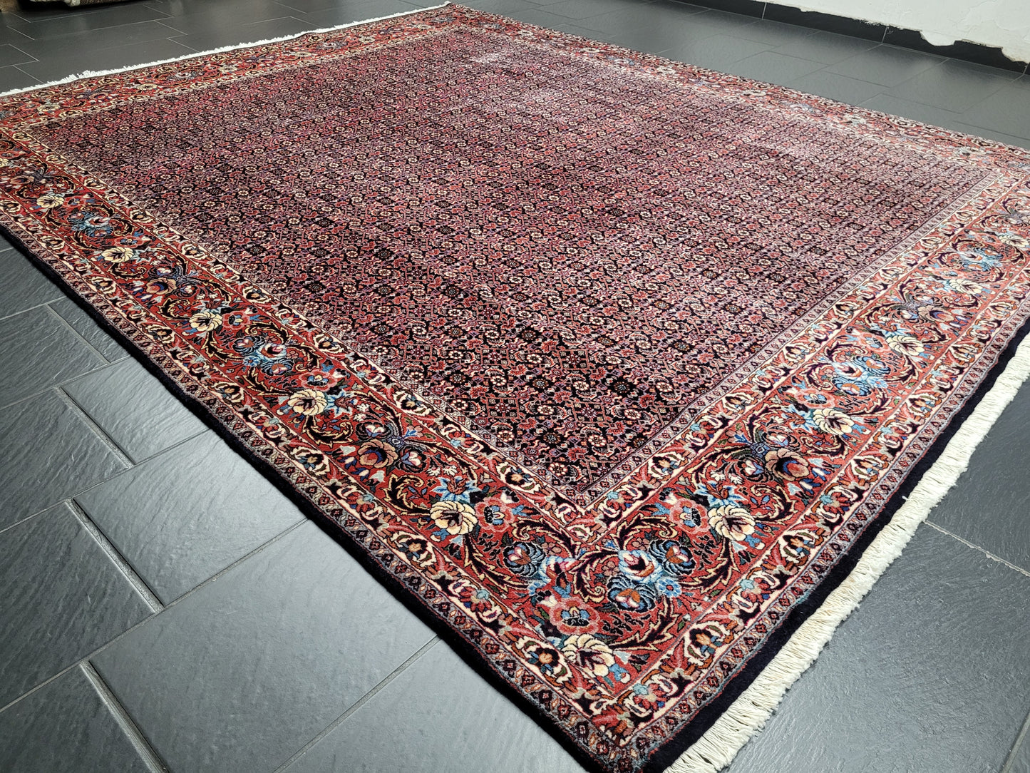 Bidjar Teppich Korkwolle feine Knüpfung florales Allover Muster