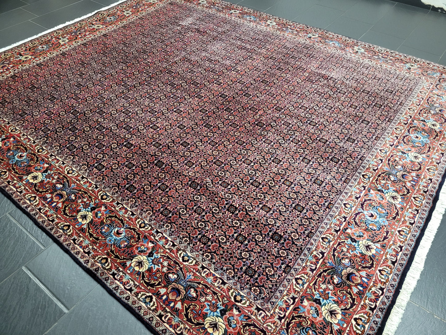 Bidjar Teppich Korkwolle feine Knüpfung florales Allover Muster