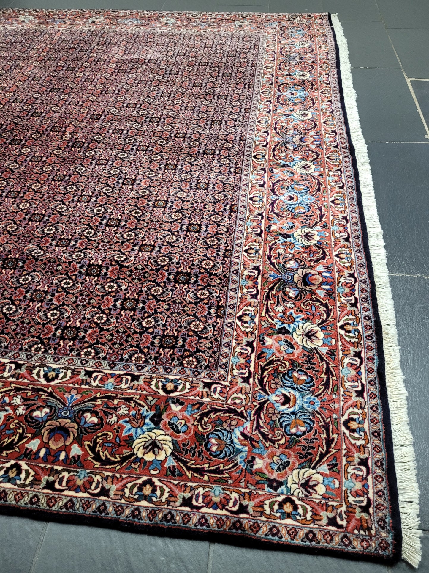 Bidjar Teppich Korkwolle feine Knüpfung florales Allover Muster