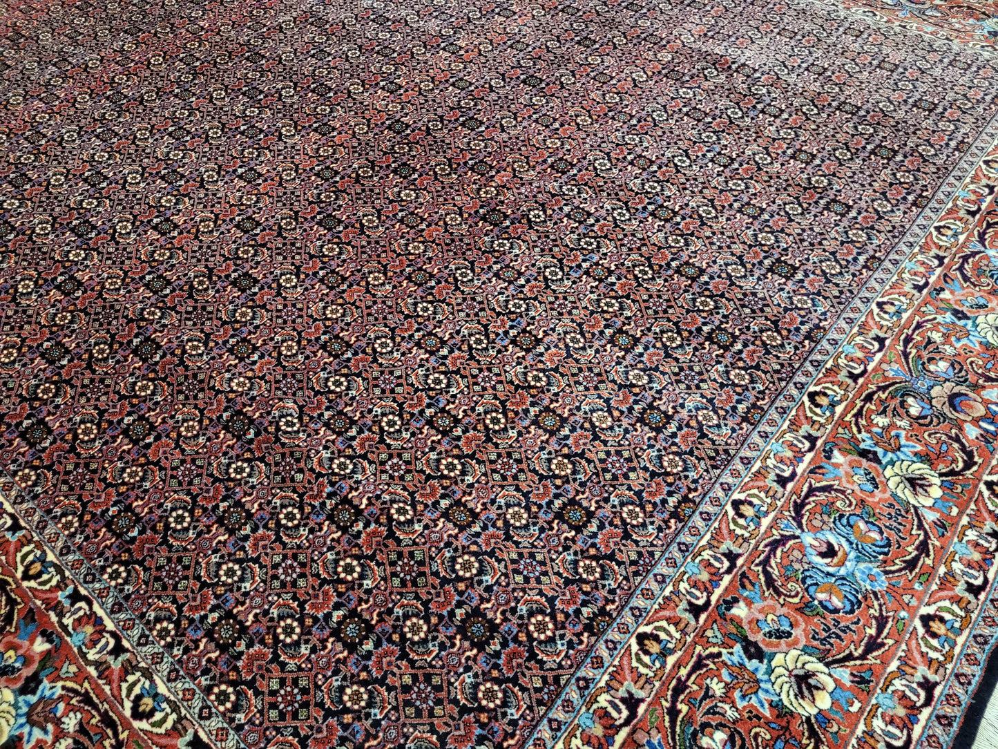 Bidjar Teppich Korkwolle feine Knüpfung florales Allover Muster