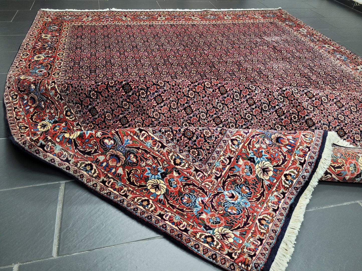 Bidjar Teppich Korkwolle feine Knüpfung florales Allover Muster