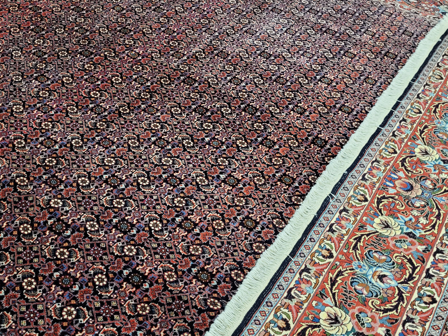 Bidjar Teppich Korkwolle feine Knüpfung florales Allover Muster