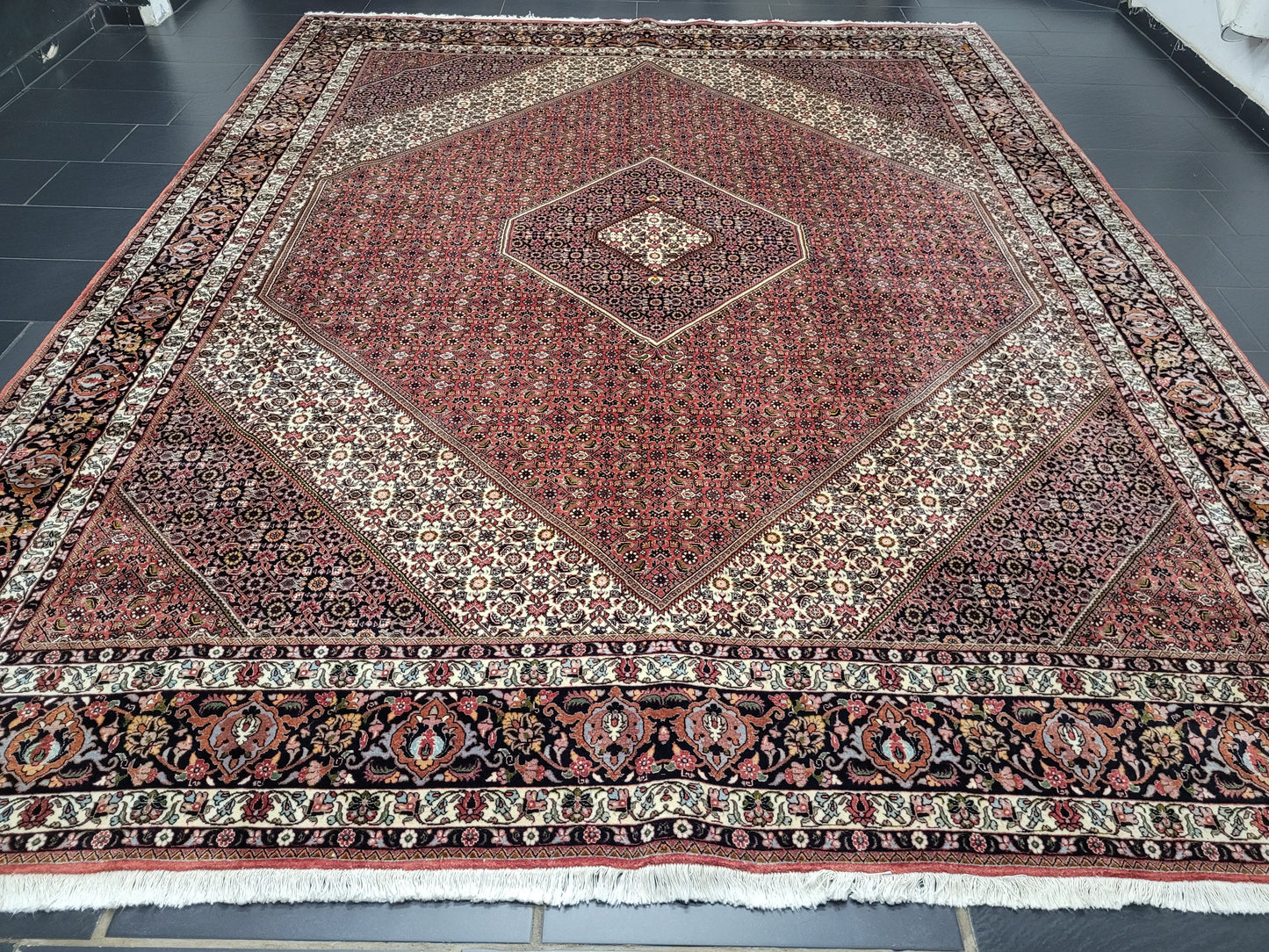 Bidjar Teppich Korkwolle feine Knüpfung großes Rhombus-Medaillon