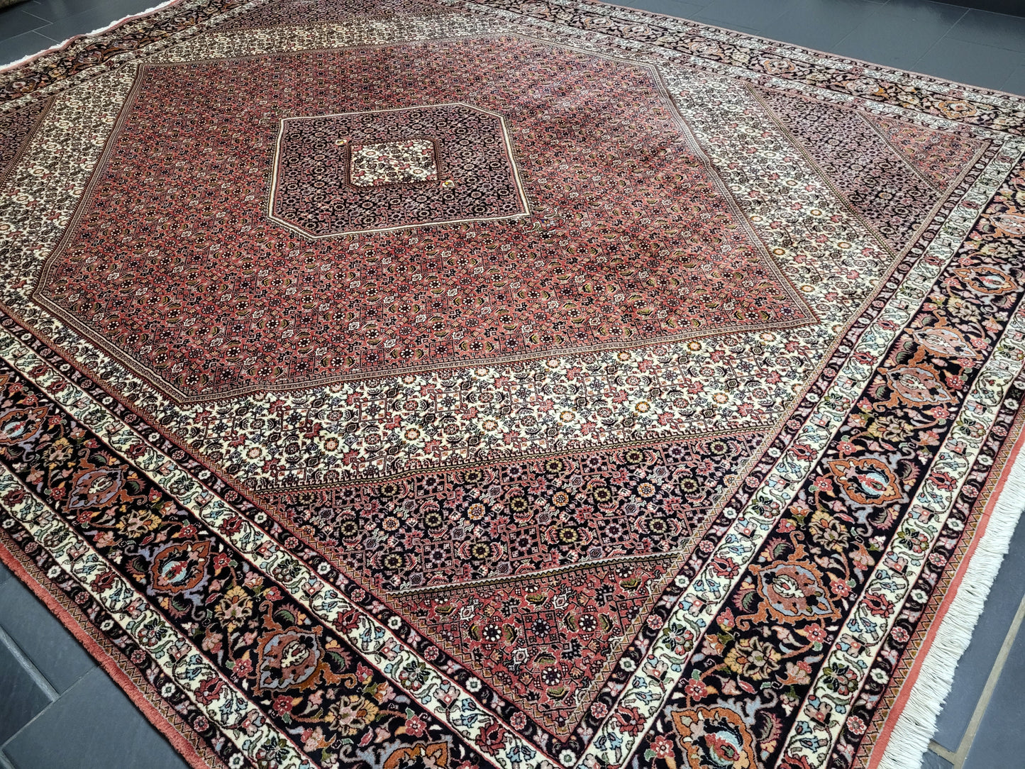 Bidjar Teppich Korkwolle feine Knüpfung großes Rhombus-Medaillon