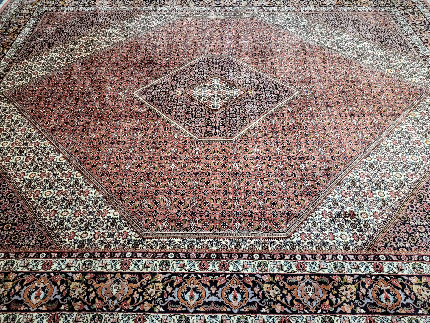 Bidjar Teppich Korkwolle feine Knüpfung großes Rhombus-Medaillon