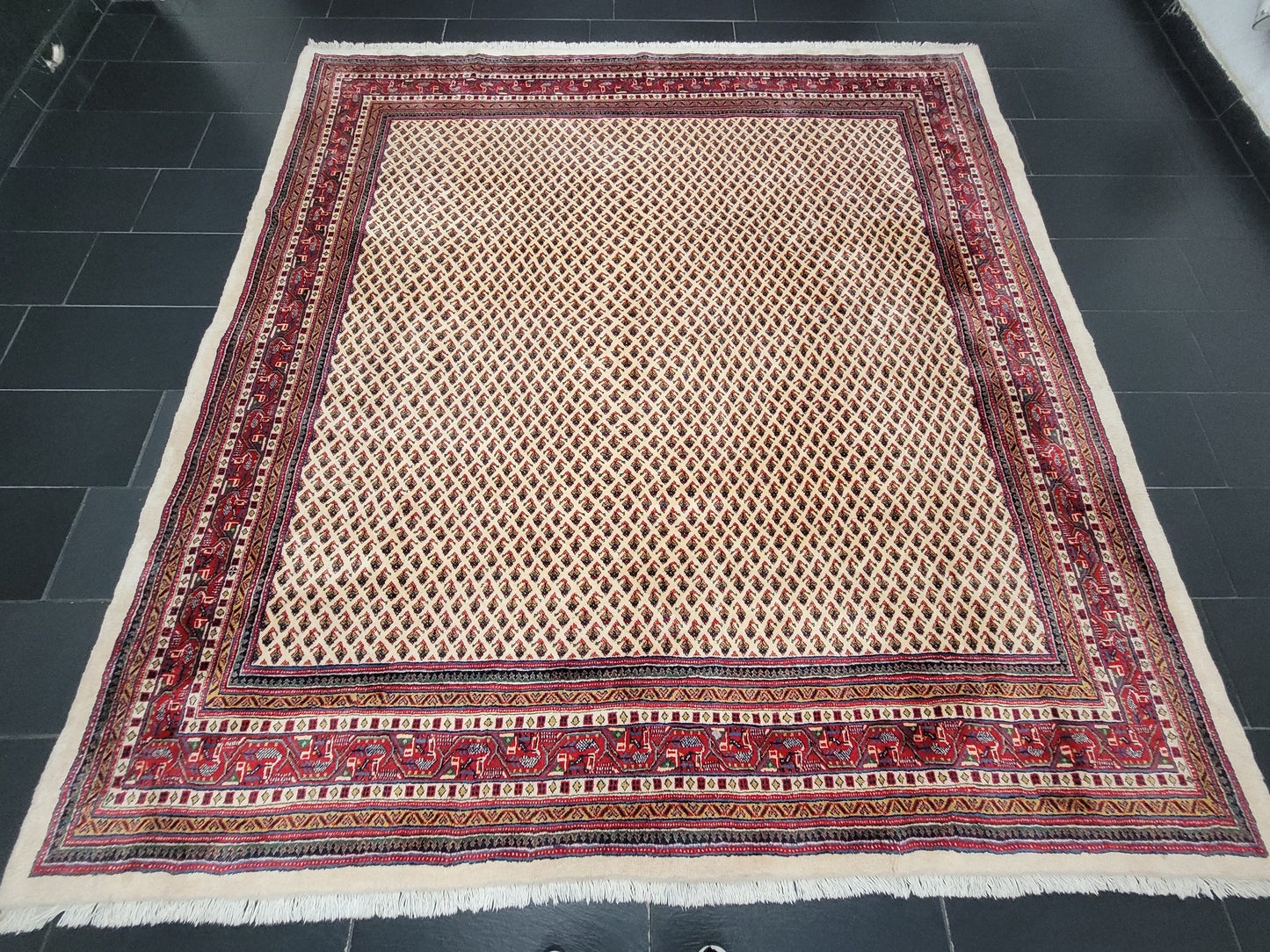 Sarough Teppich reine Wolle florales Allover Muster 280x275 cm