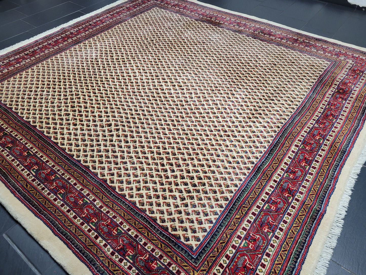 Sarough Teppich reine Wolle florales Allover Muster 280x275 cm